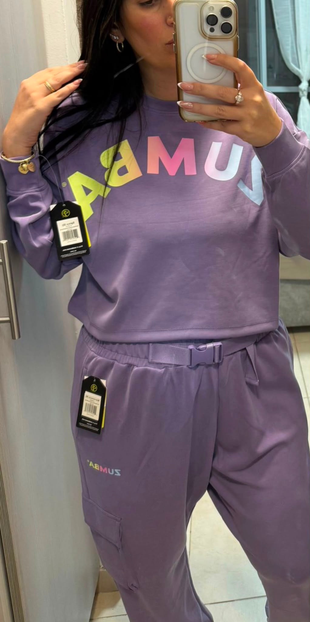 Pastel Modal Long Sleeve Oversized Crop Top עליונית זומבה