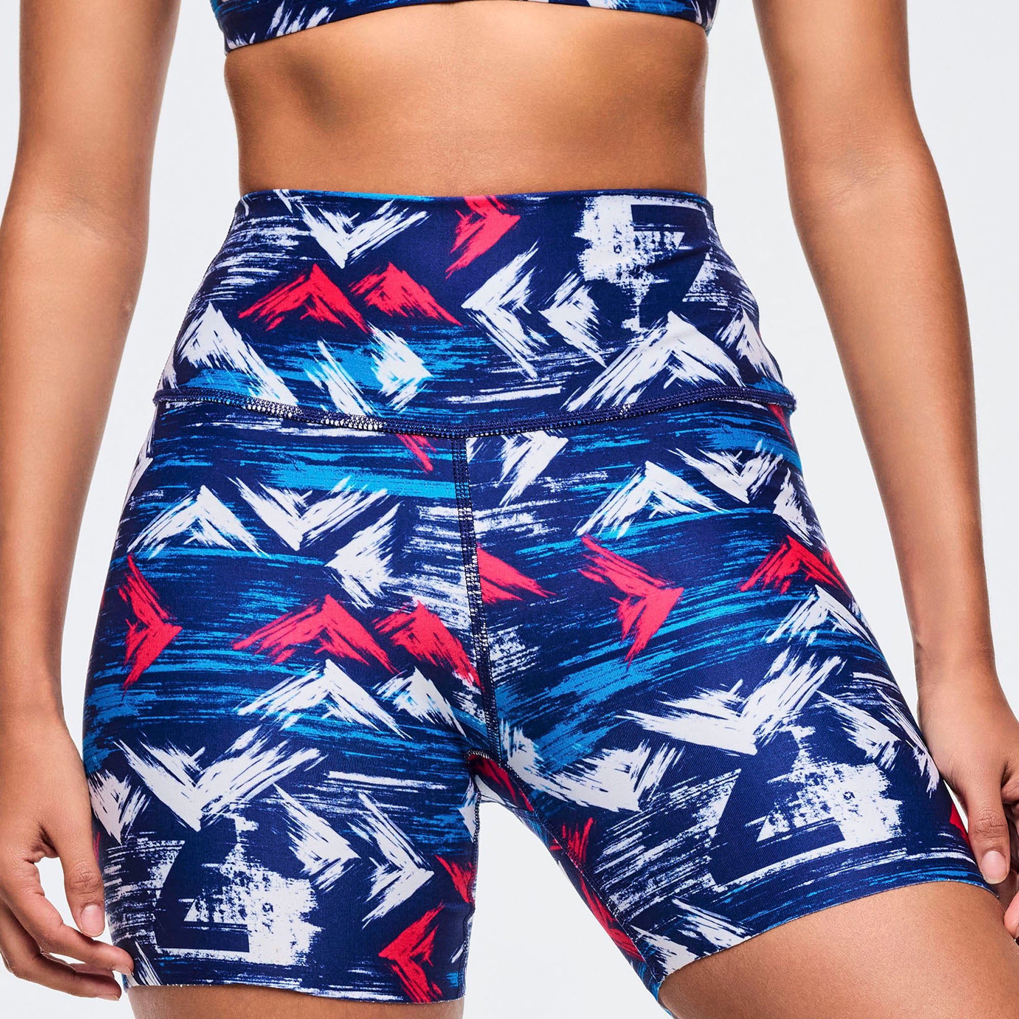 Apres Zumba High Waisted Biker Shorts - Blue/White טייץ בייקר זומבה