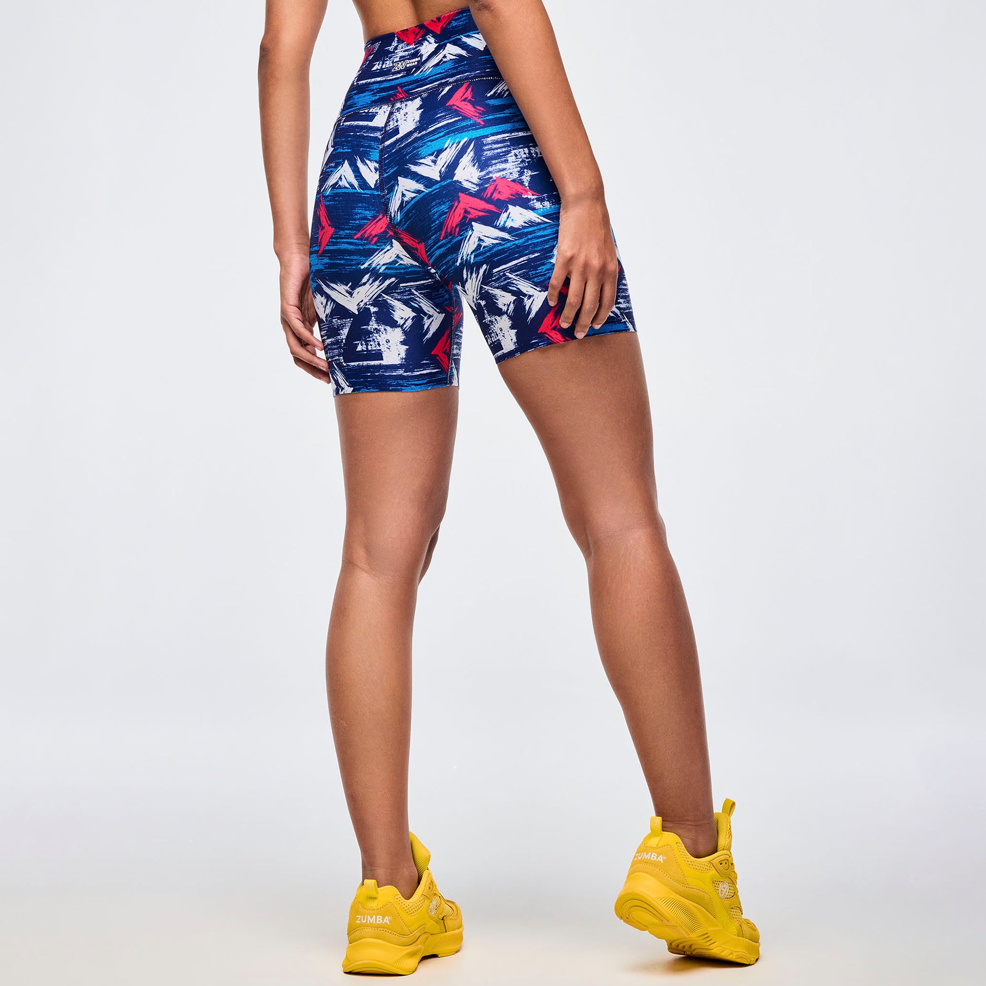 Apres Zumba High Waisted Biker Shorts - Blue/White טייץ בייקר זומבה