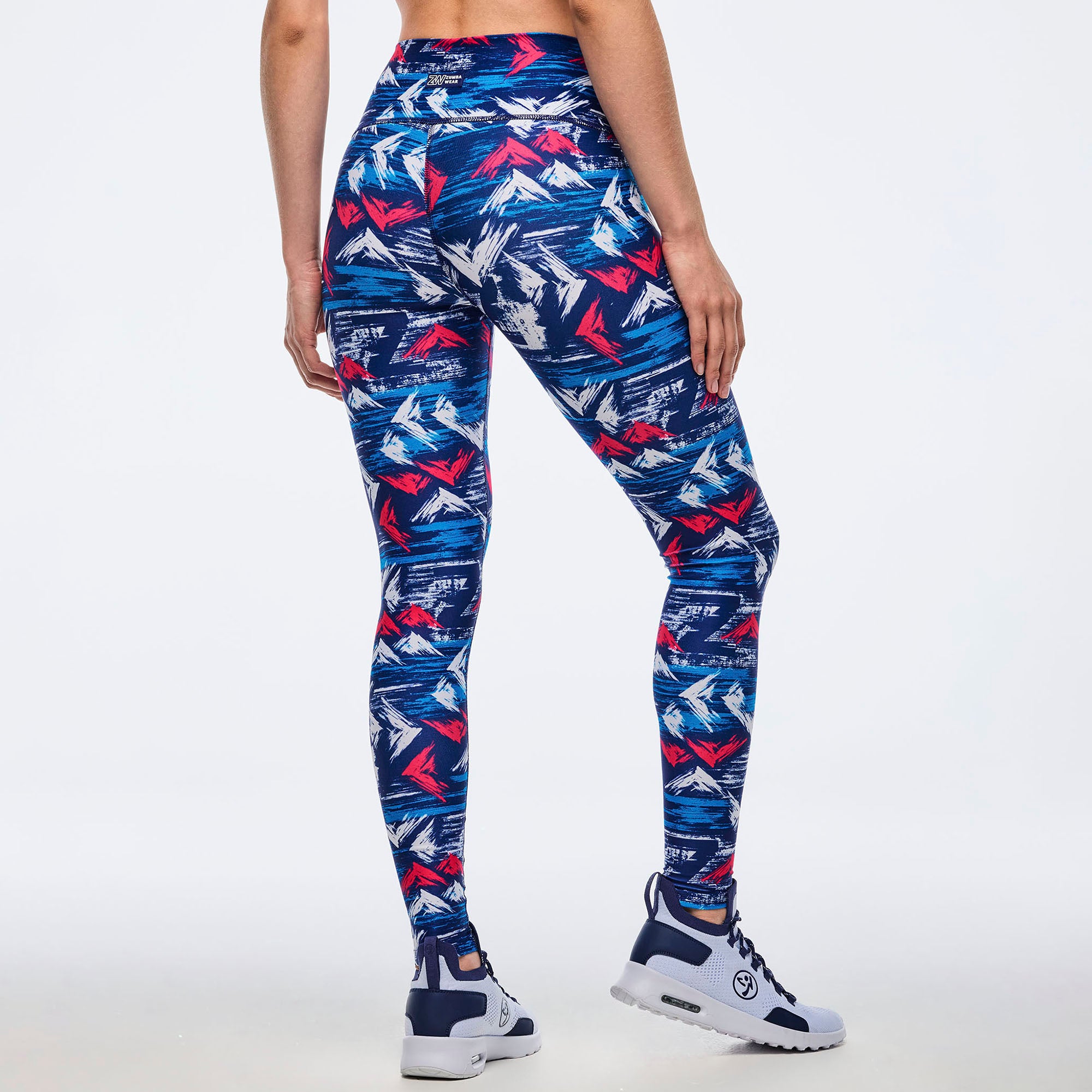 Apres Zumba High Waisted Ankle Leggings - Blue/White טייץ זומבה