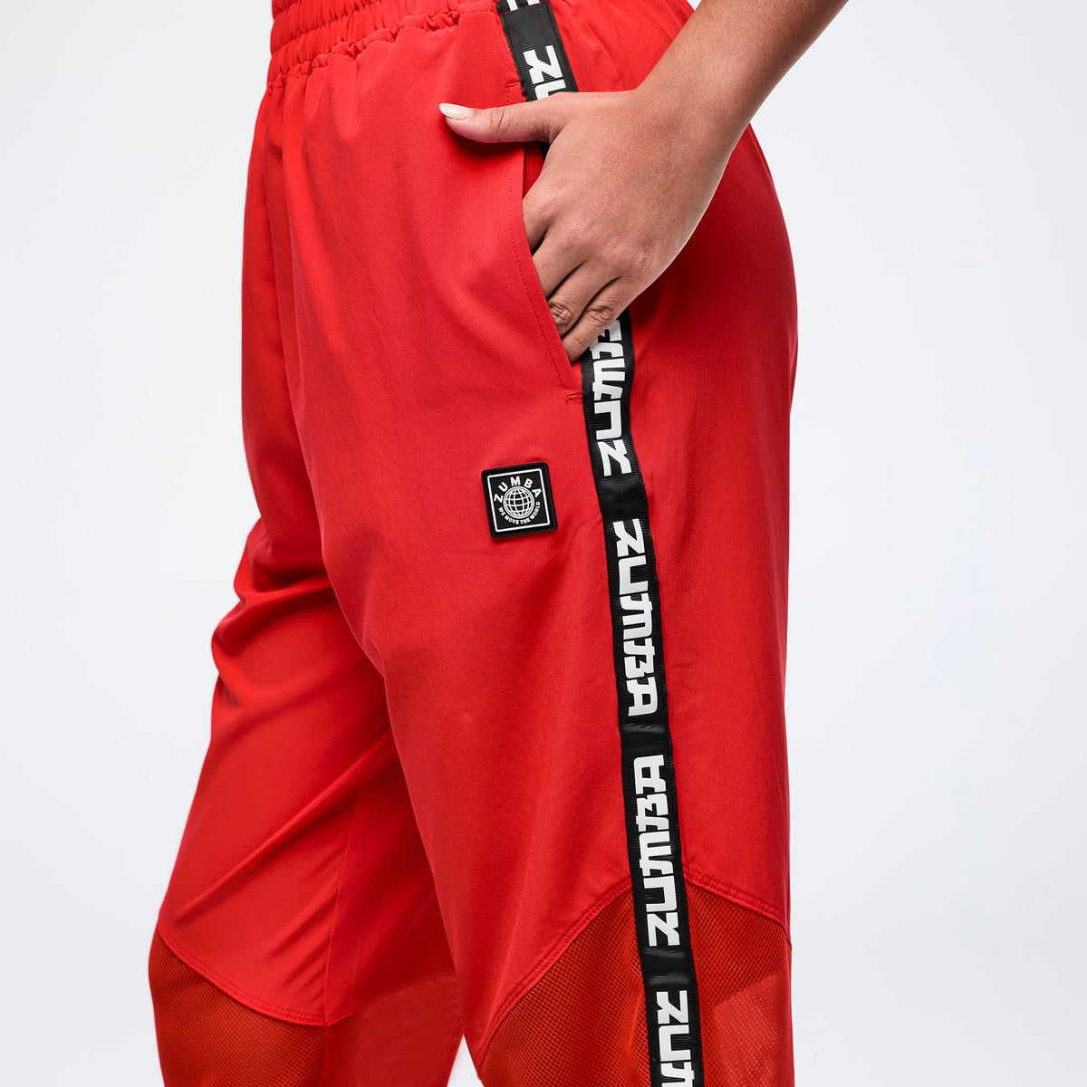 Eastern Flavor High Waisted Woven Track Pants With Mesh- מכנס זומבה