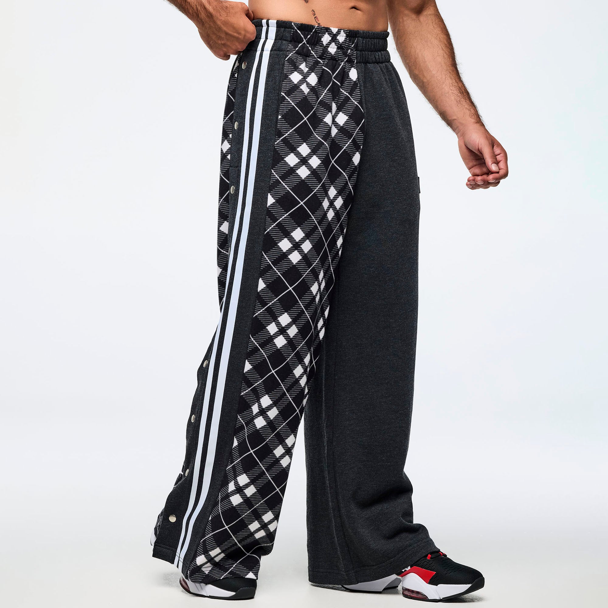 Eastern Flavor Wide Leg Pants With Wide Side Snap Placket מכנס זומבה
