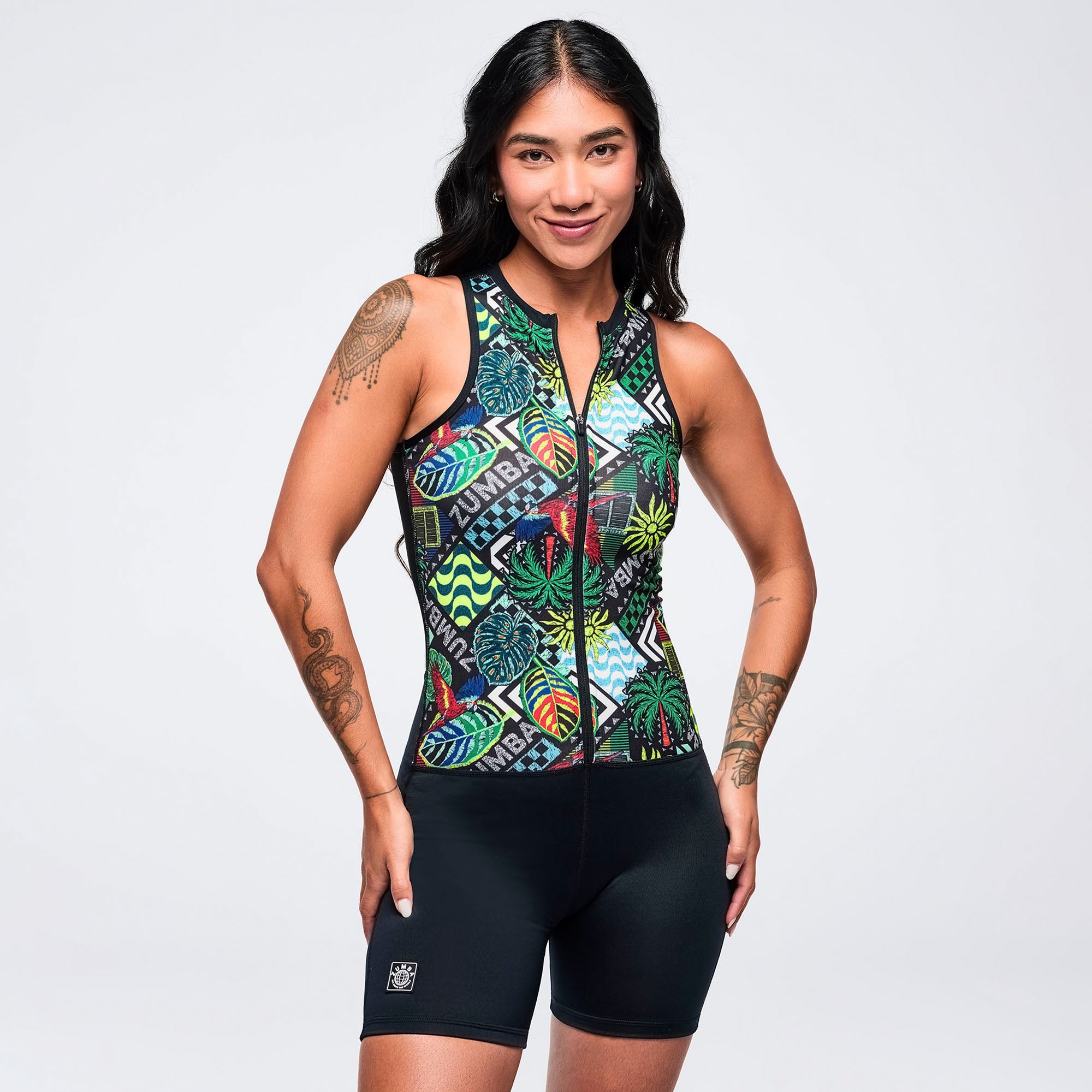 Latin Movement Z-Lift Bodysuit With Mesh Back זומבה
