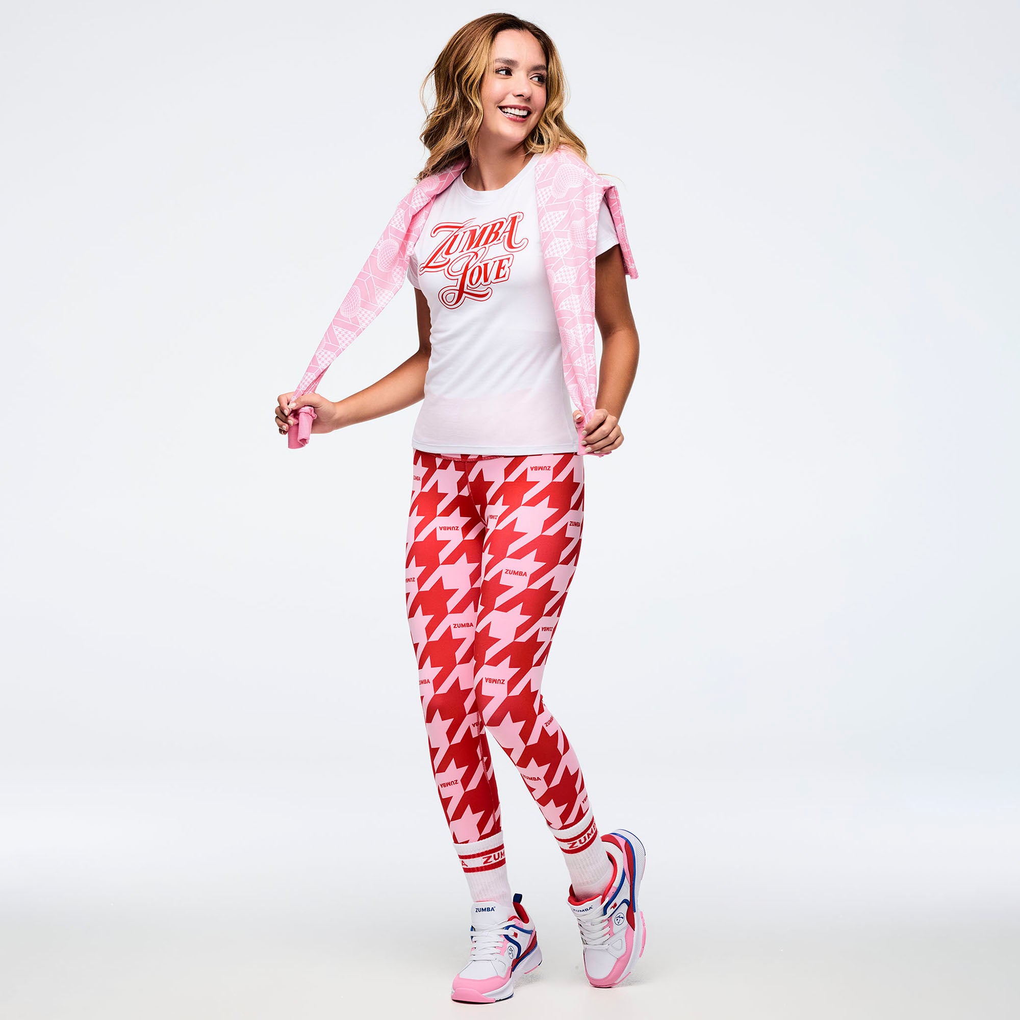 מכנס זומבה Zumba Amour magic High Waisted Ankle Leggings - Red/Pink