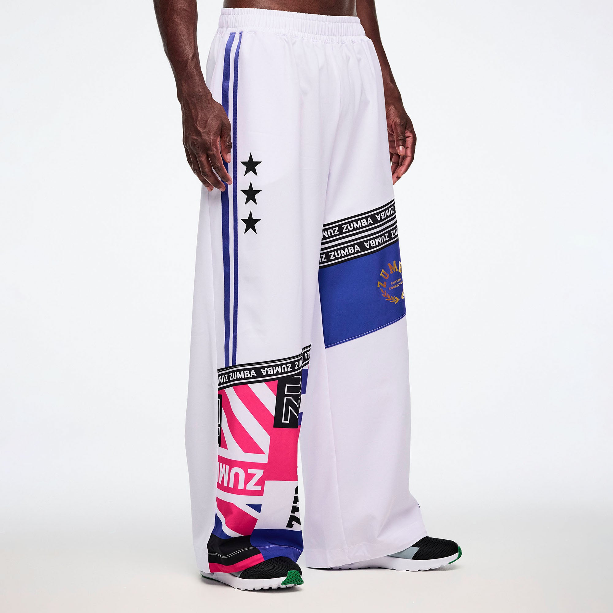 Worldwide High Waisted Wide Leg Track Pants מכנס זומבה