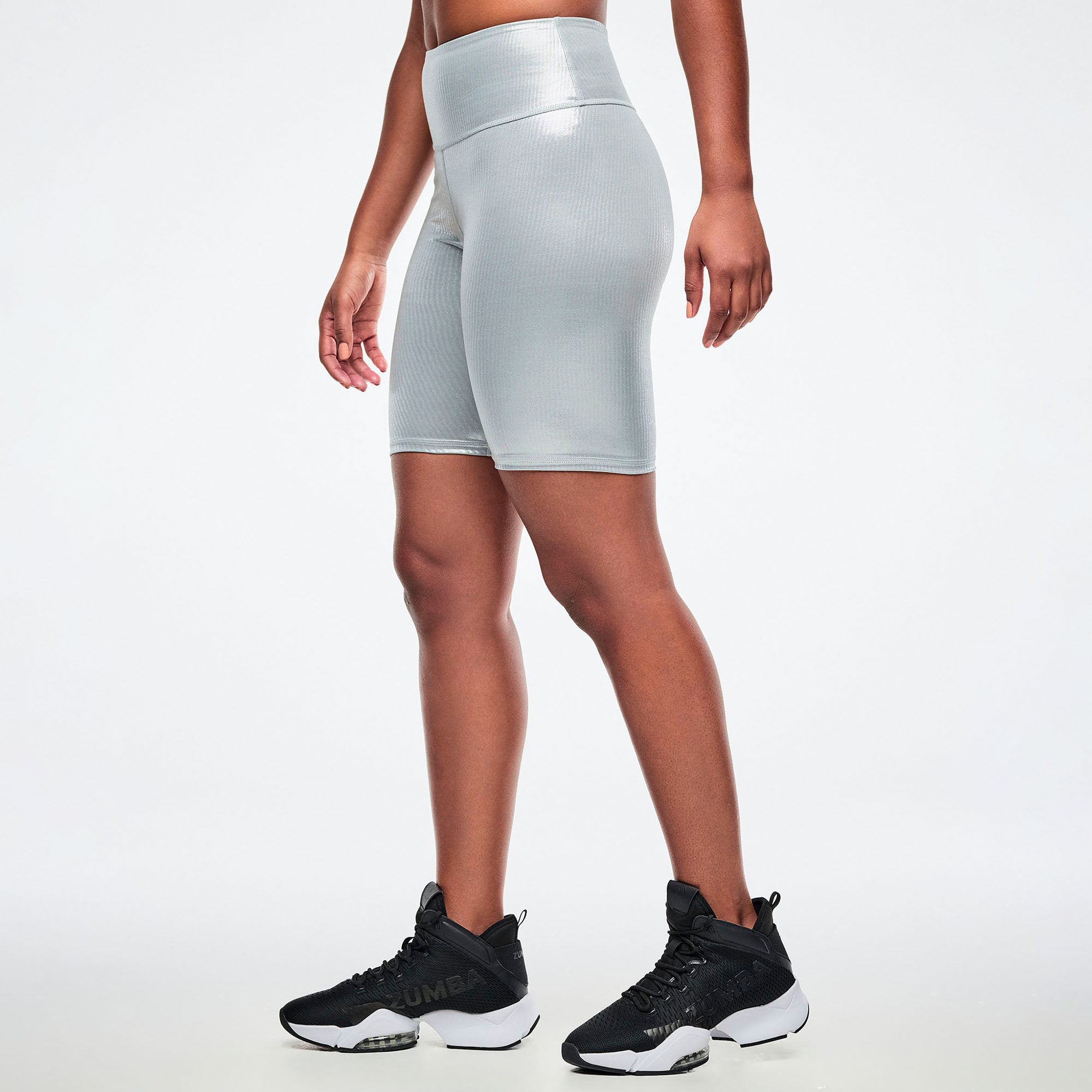 Dale-Z High Waisted Biker Shorts - Silver