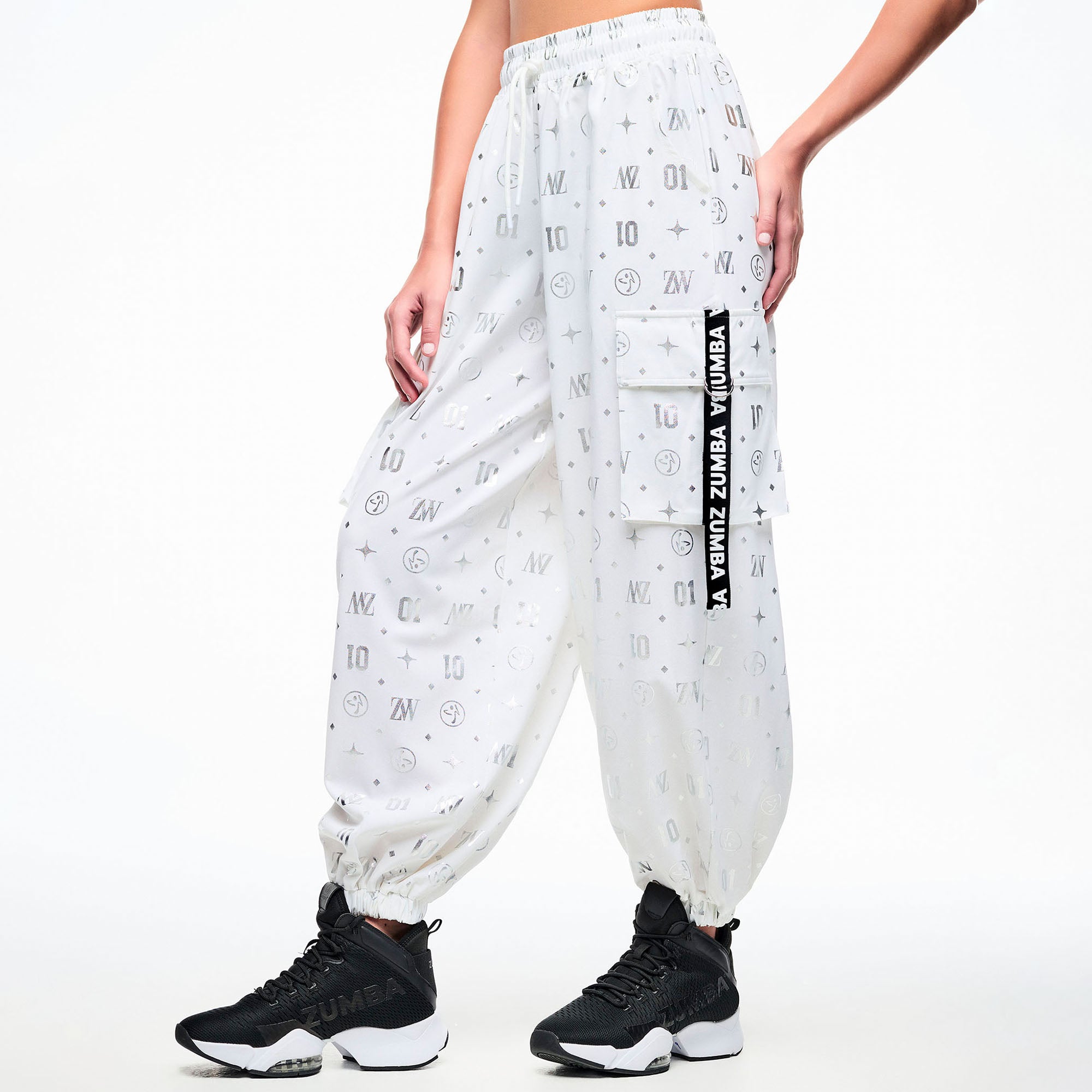 Dale-Z Parachute Cargo Pants - White/Silver