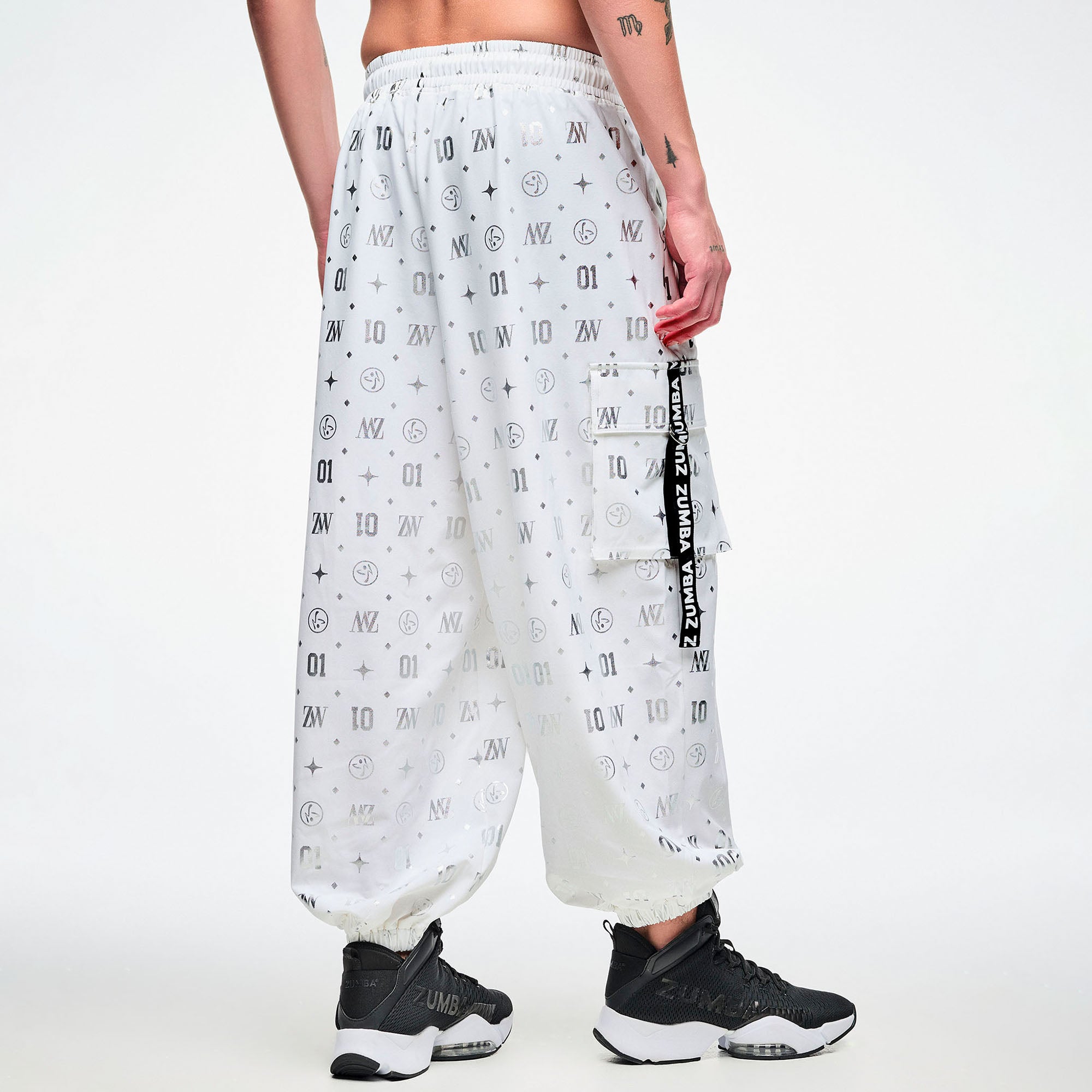 Dale-Z Parachute Cargo Pants - White/Silver