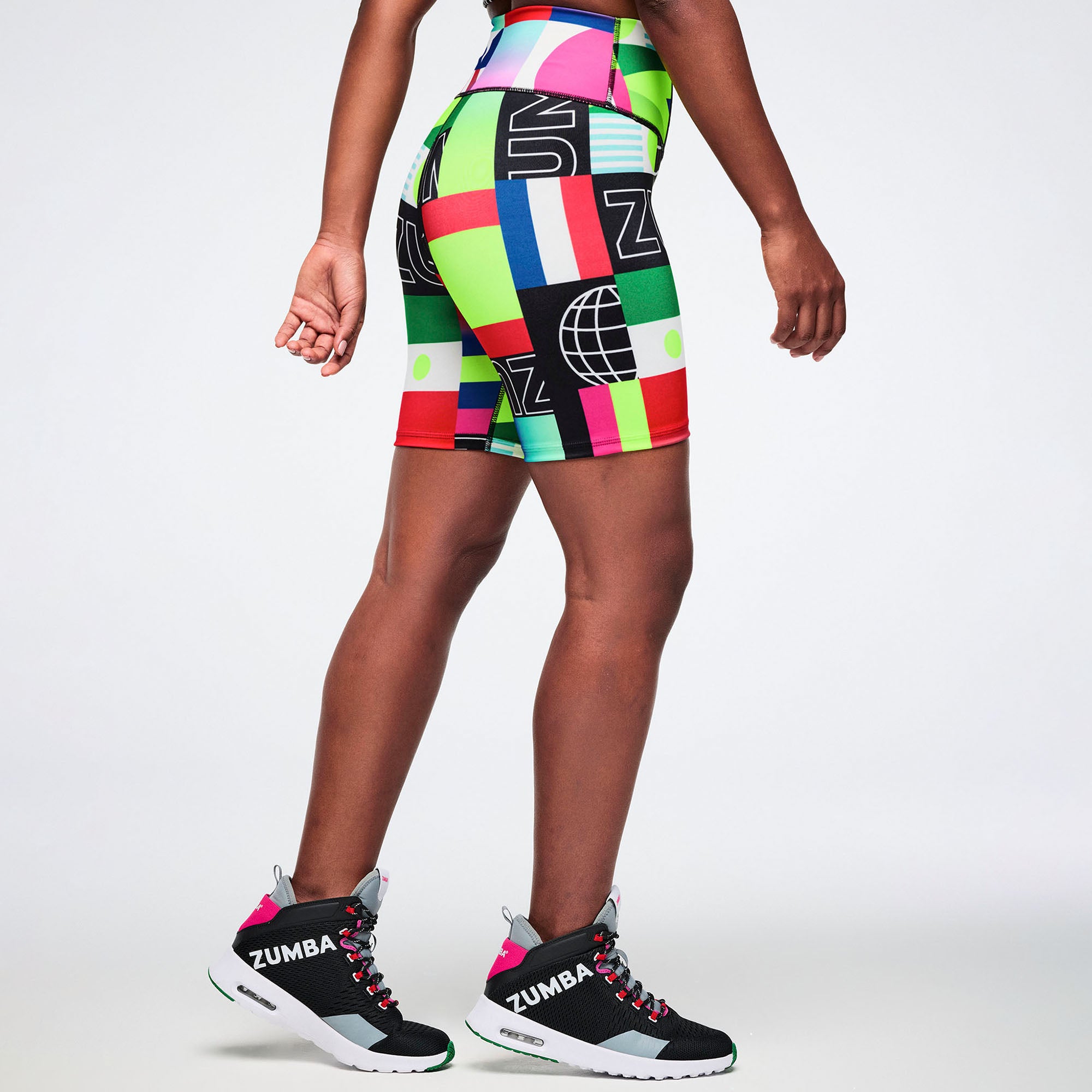 Worldwide High Waisted Biker Shorts - Red/Blue בייקר זומבה