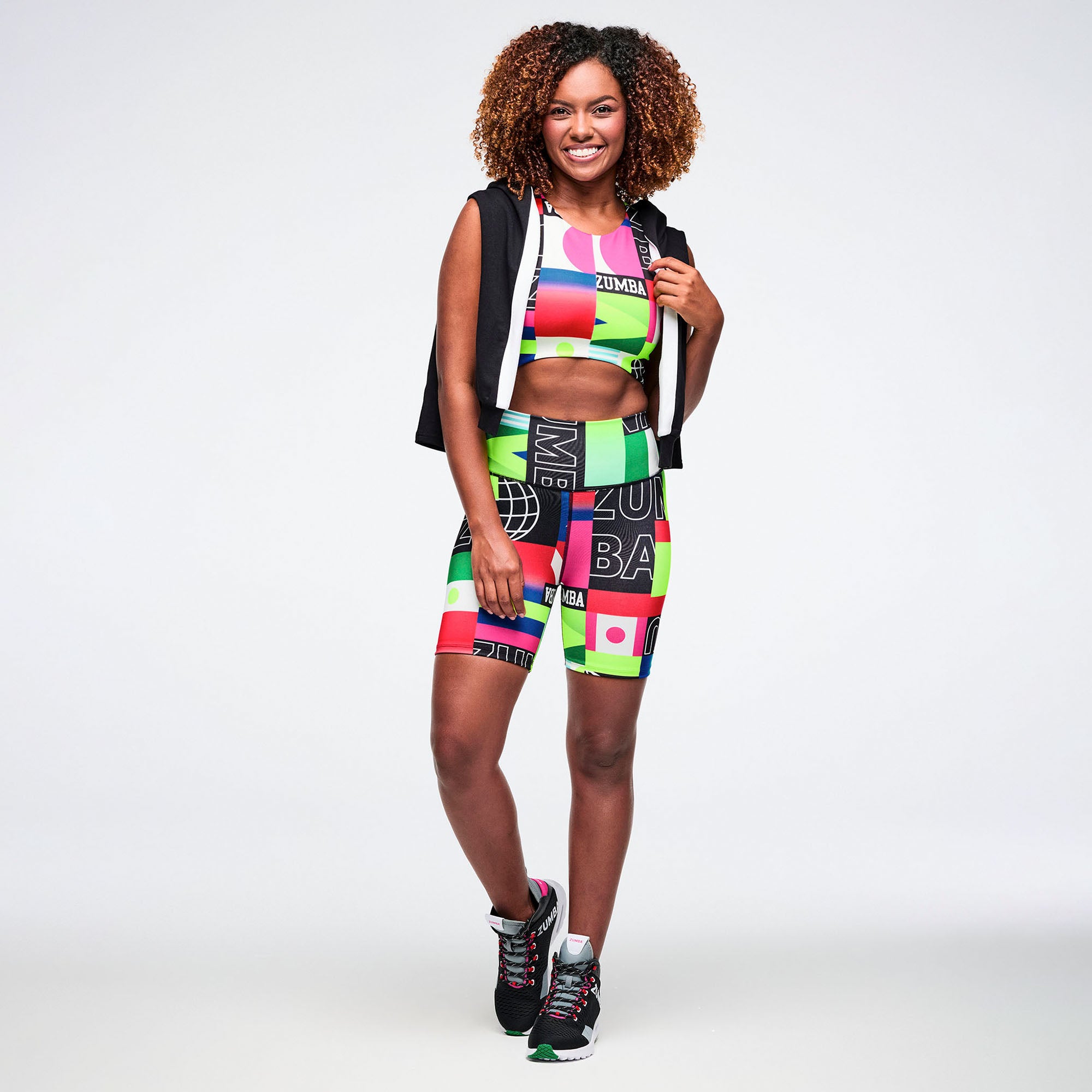 Worldwide High Waisted Biker Shorts - Red/Blue בייקר זומבה