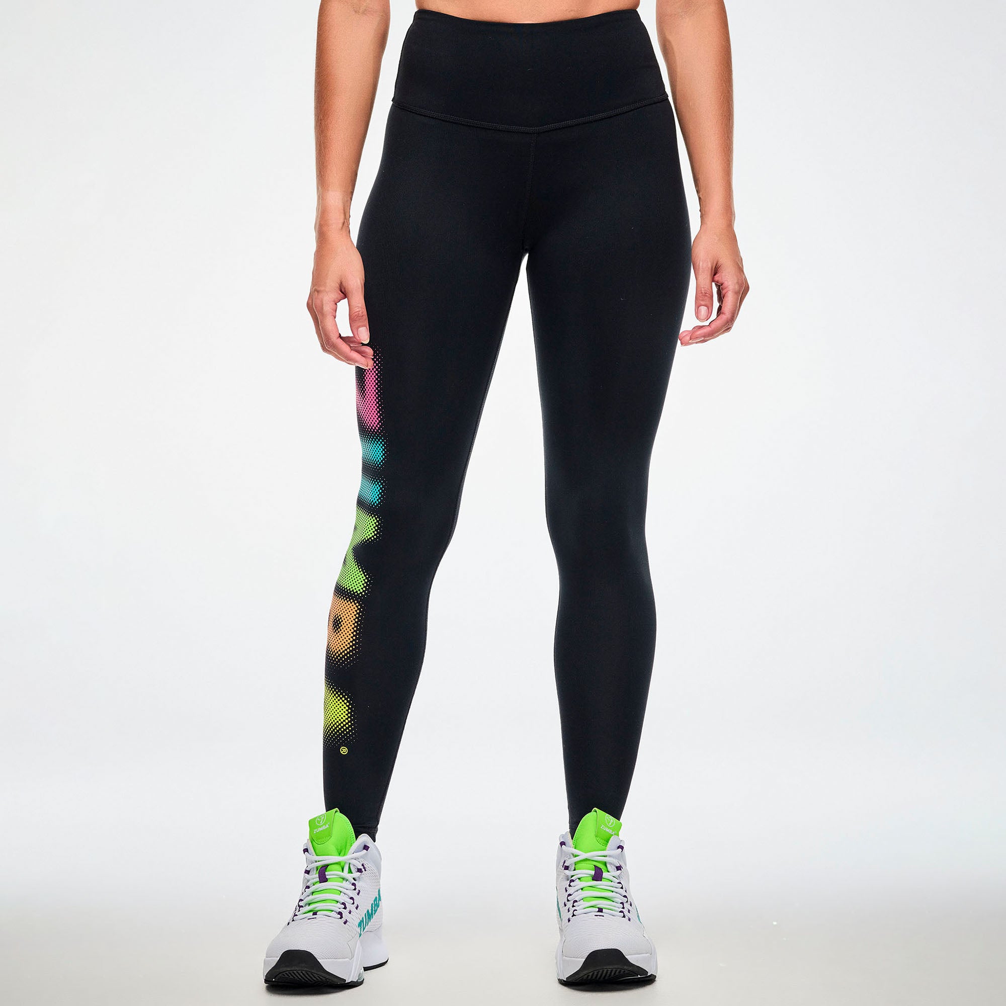 Electric Feel High Waisted Ankle Leggings - Bold Black