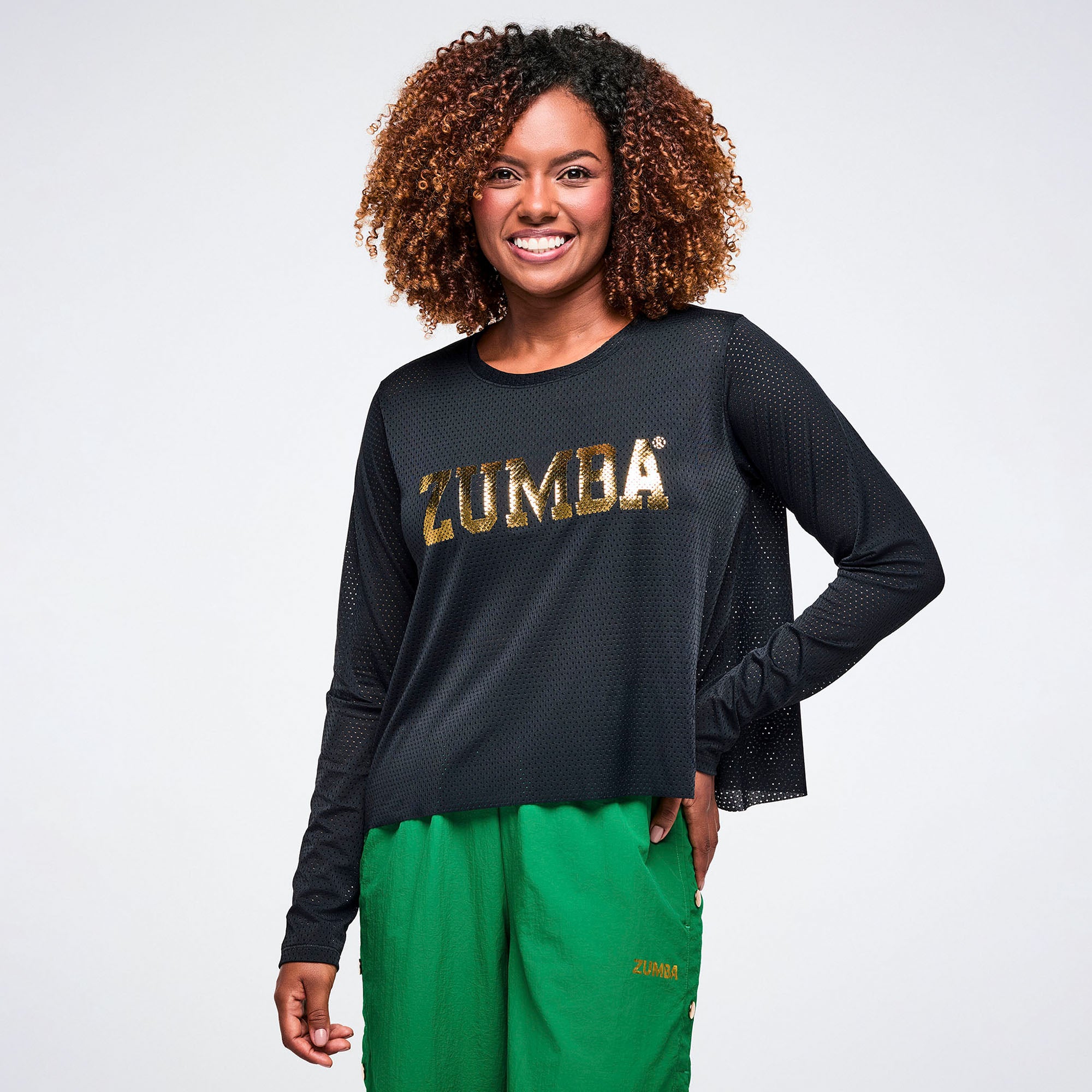 Worldwide Long Sleeve Loose Mesh Top גופיית זומבה