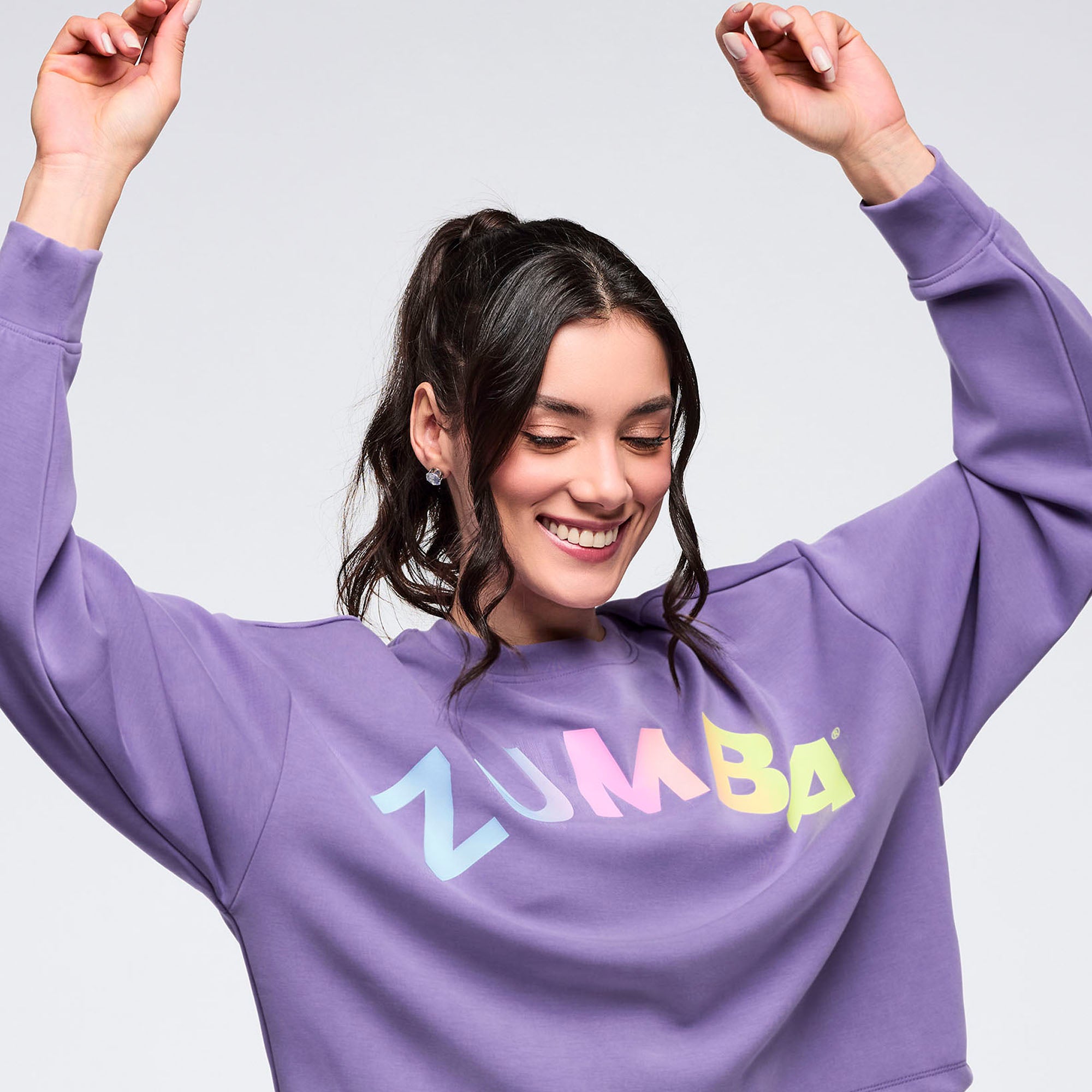 Pastel Modal Long Sleeve Oversized Crop Top עליונית זומבה