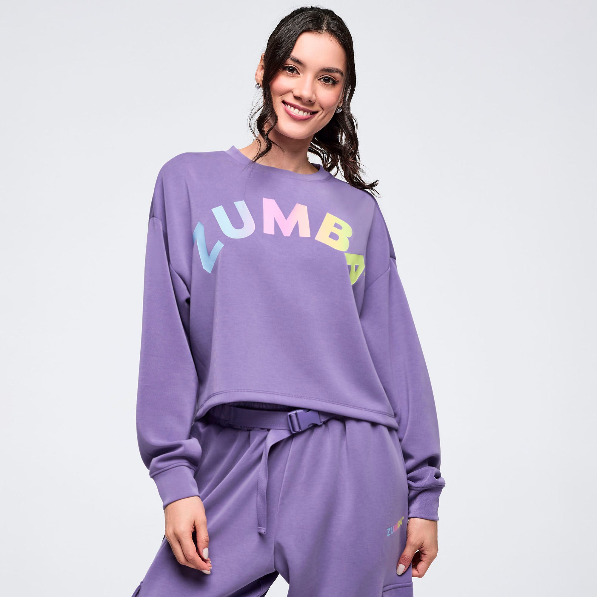 Pastel Modal Long Sleeve Oversized Crop Top עליונית זומבה