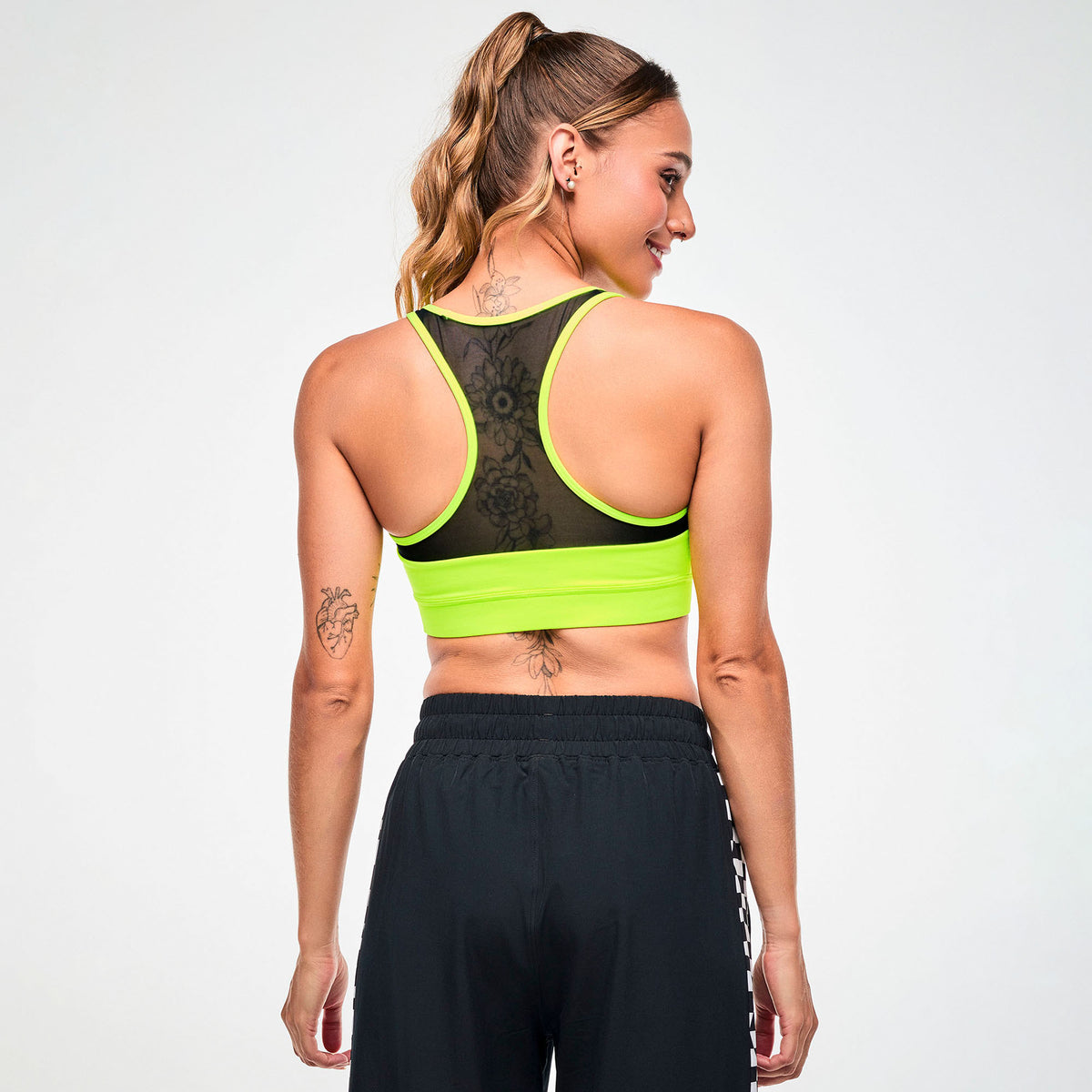 Electric Feel Racerback Scoop Bra With Mesh