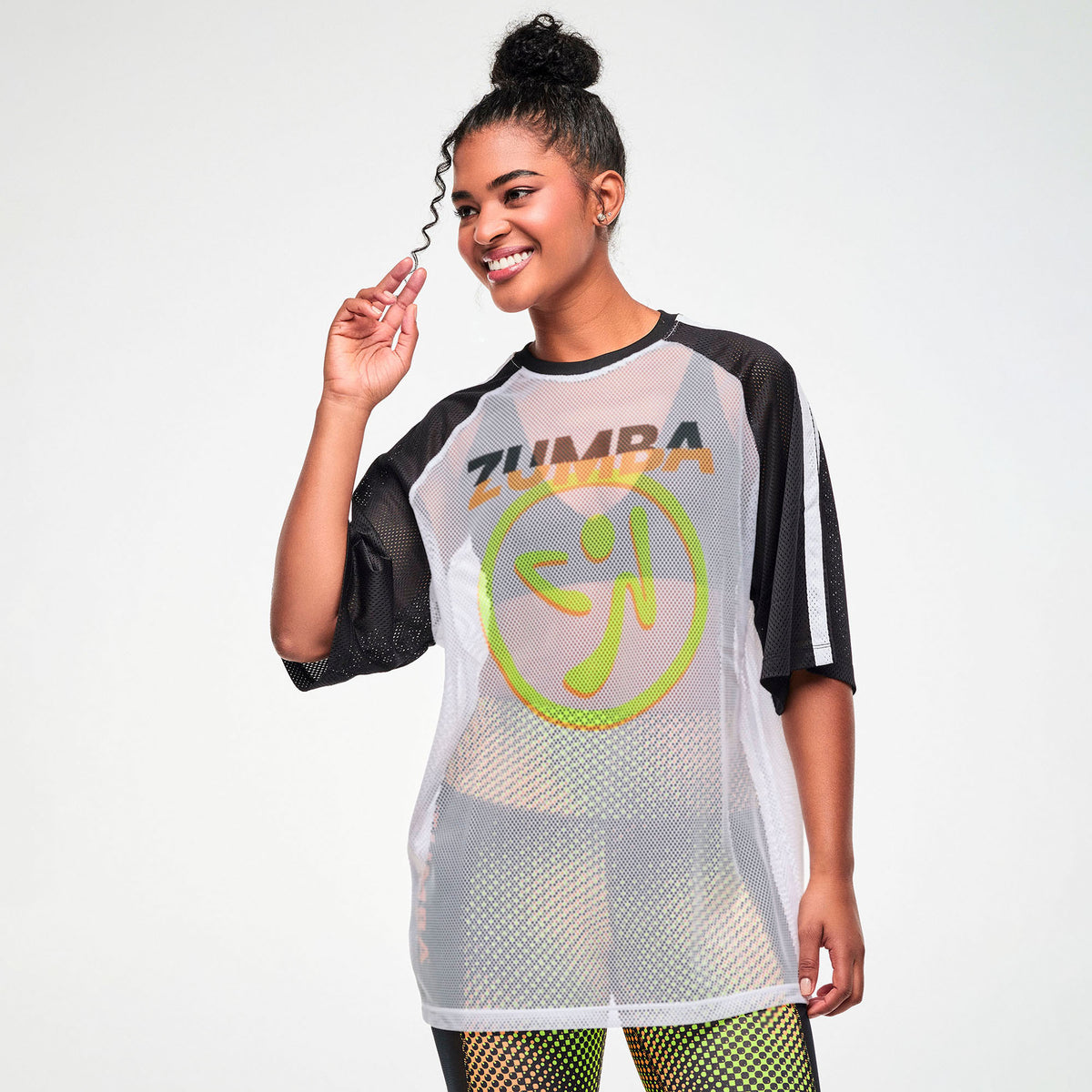 Electric Feel Oversized Mesh Raglan Top