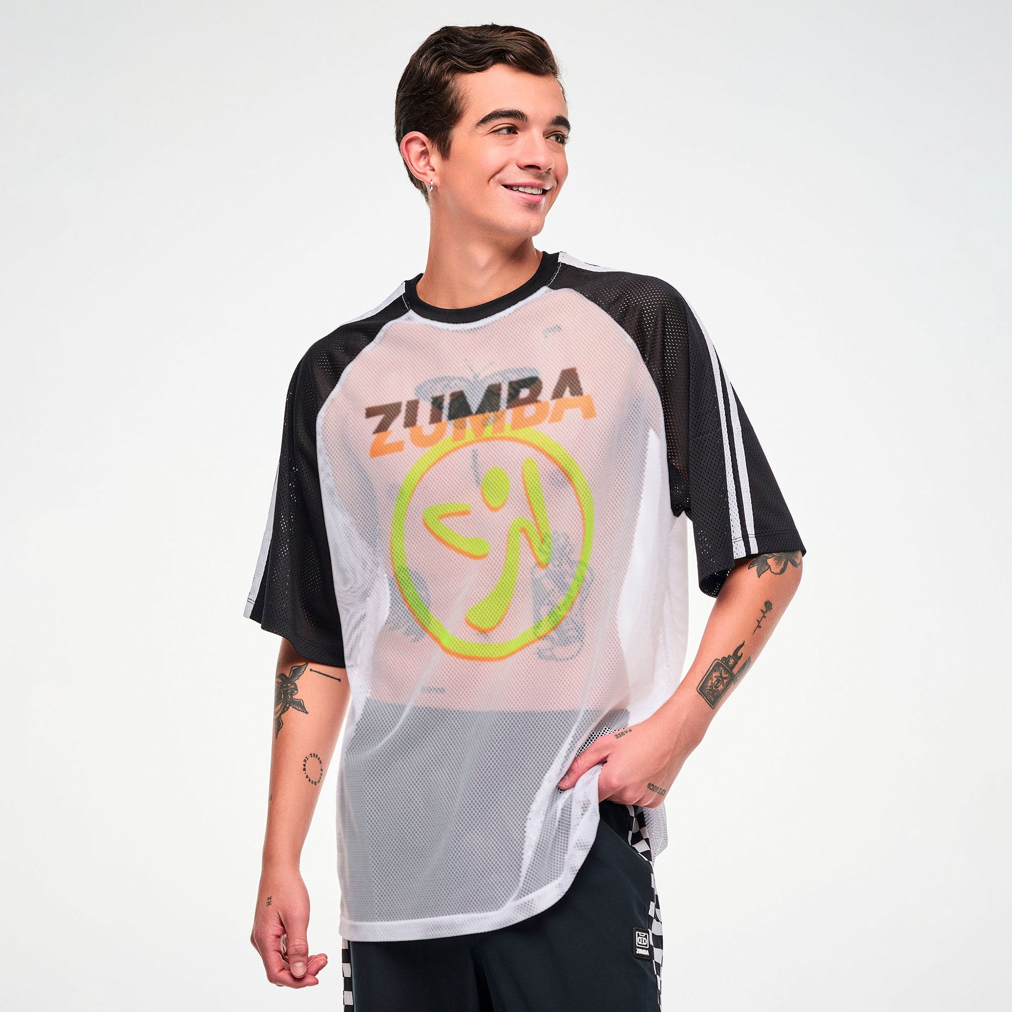 Electric Feel Oversized Mesh Raglan Top