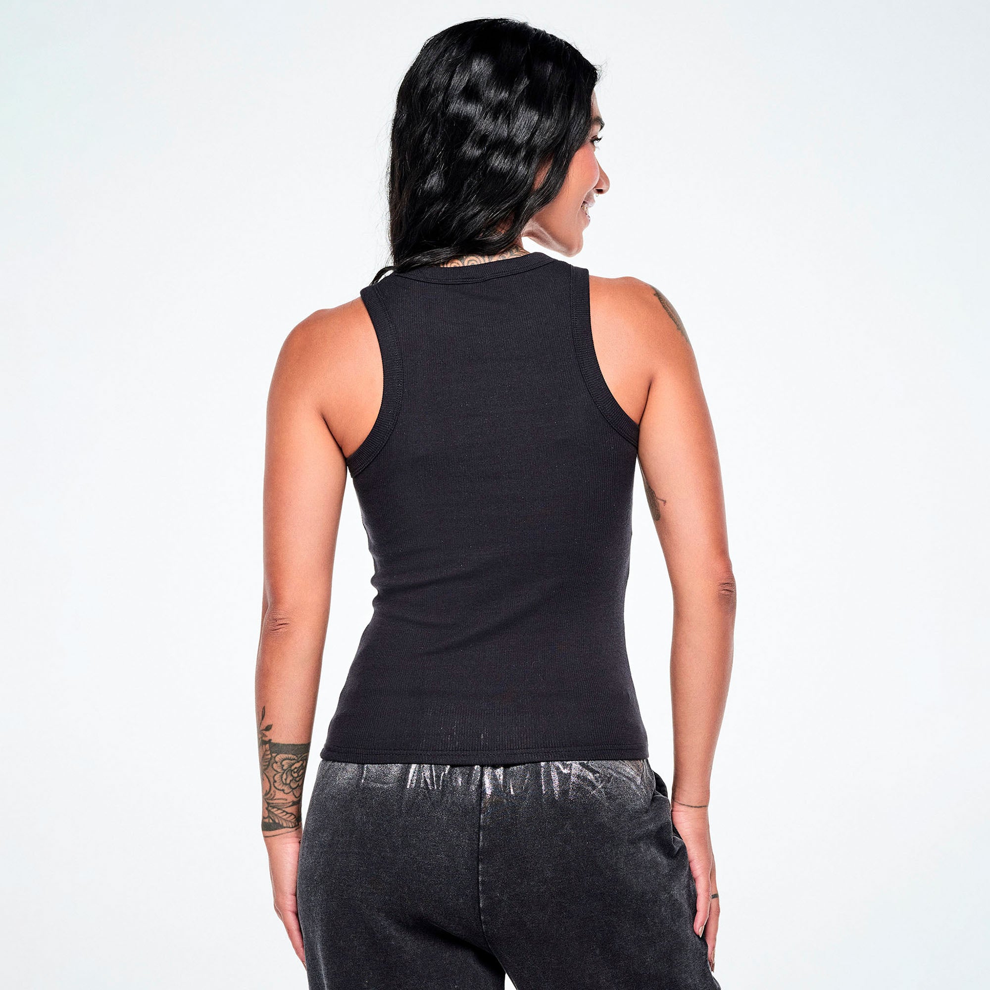 Rock ‘n’ Roll Fitted High Neck Rib Tank