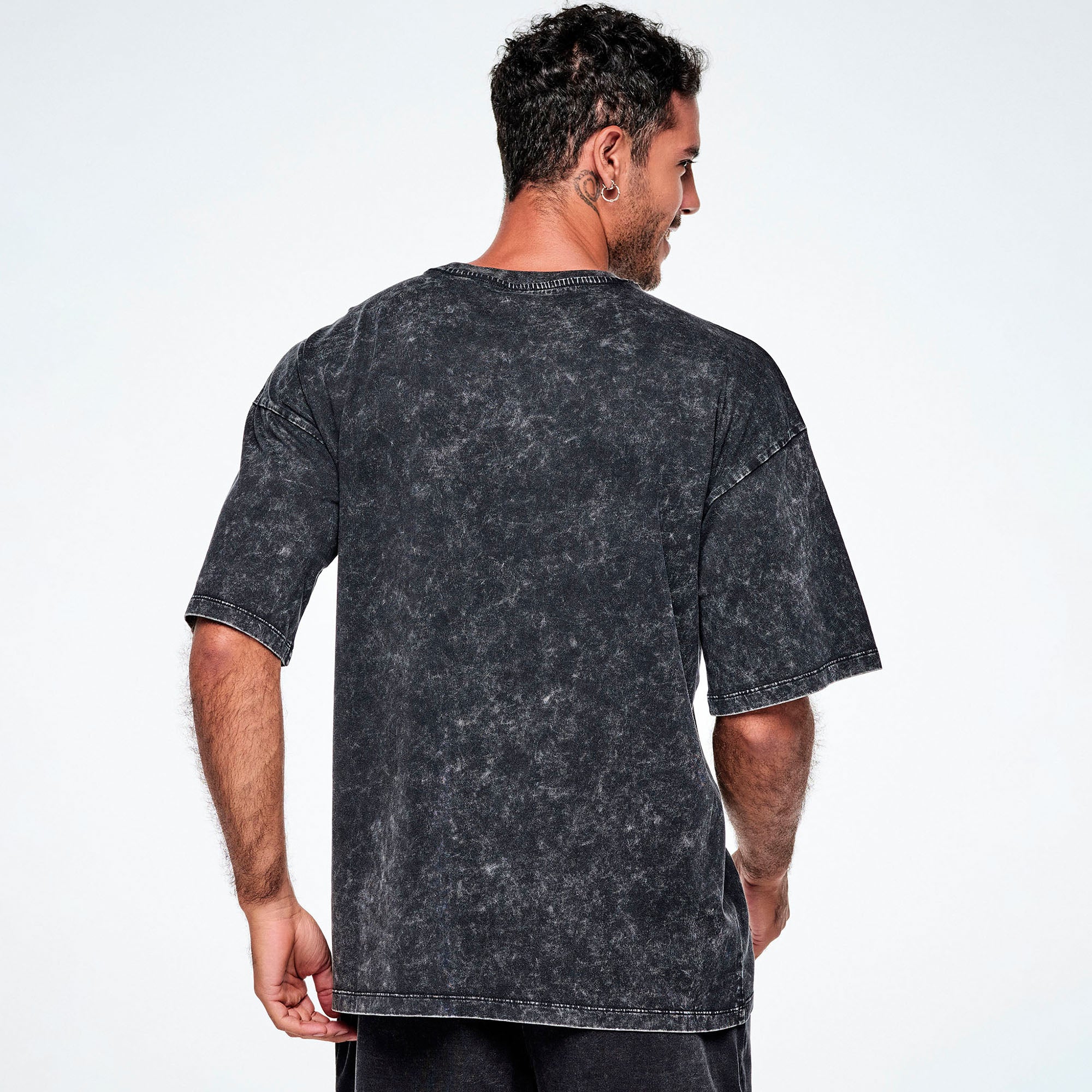 Rock ‘n’ Roll Oversized Drop Shoulder Tee - Black