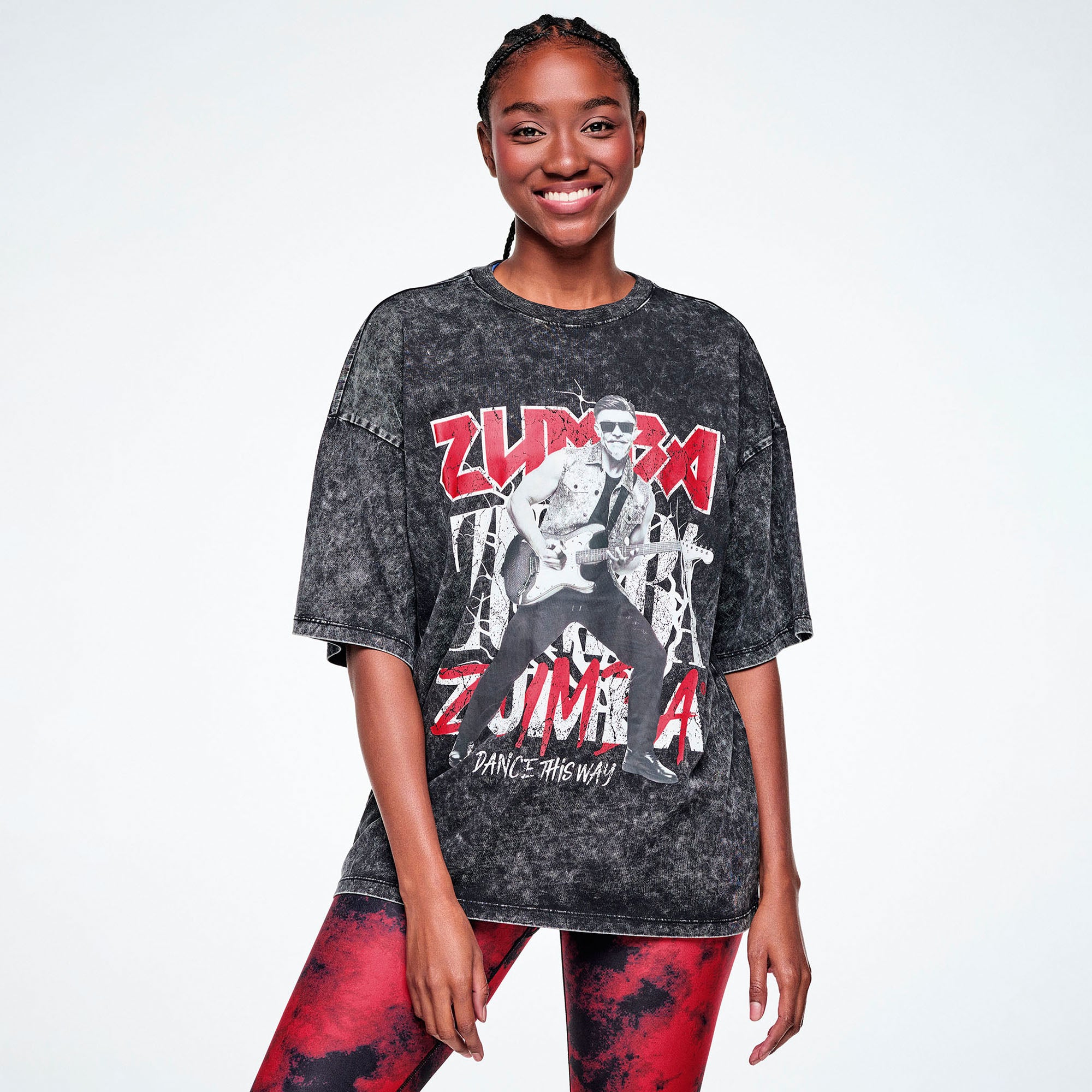 Rock ‘n’ Roll Oversized Drop Shoulder Tee - Black