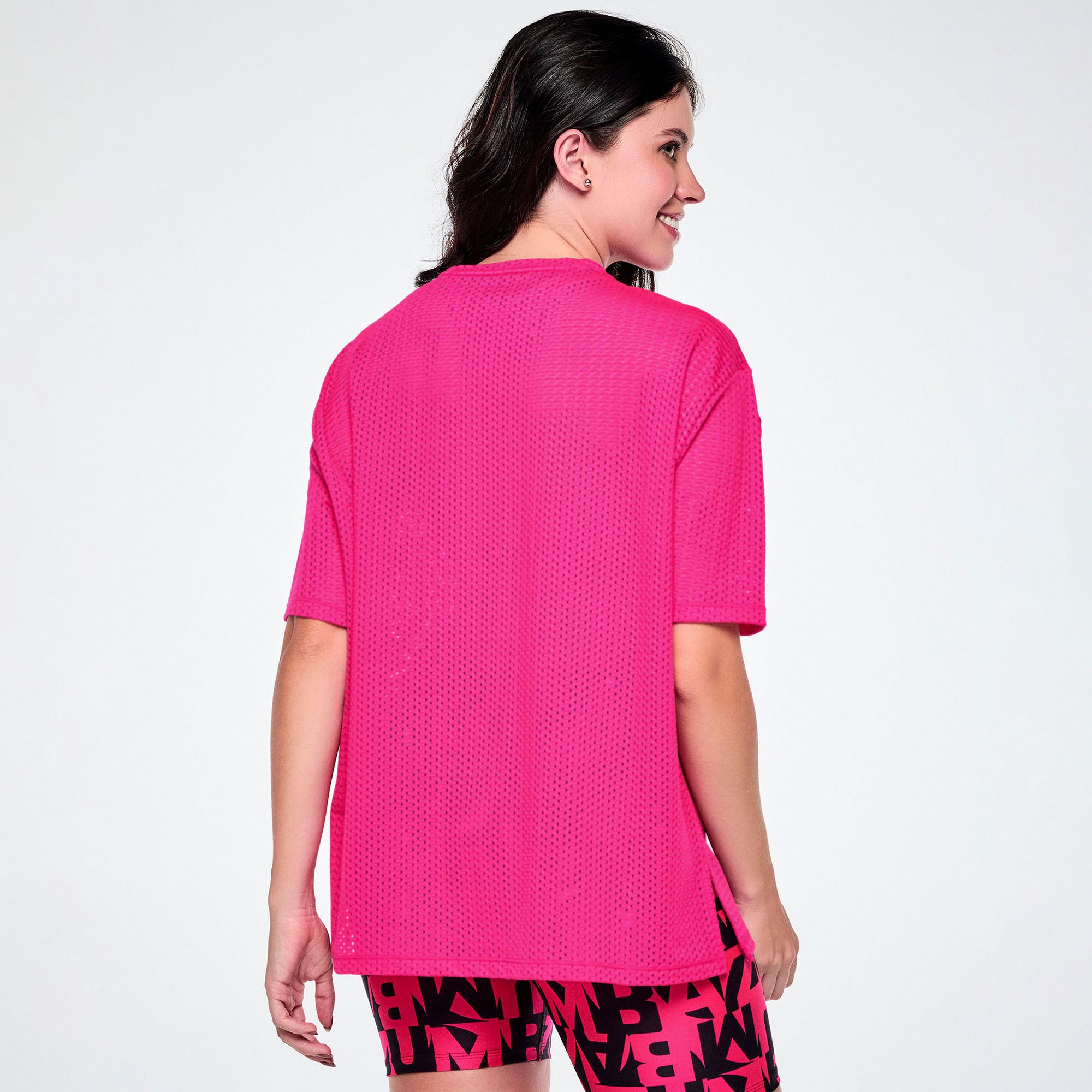 Ultrabright Mesh Boxy Top With Side Slits