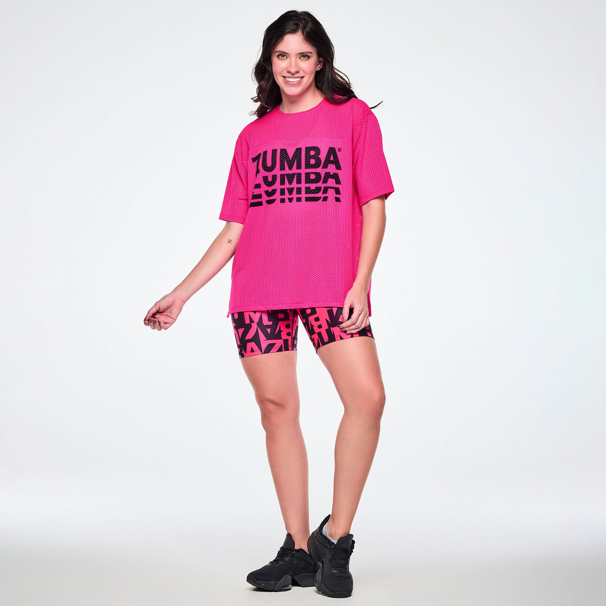 Ultrabright Mesh Boxy Top With Side Slits