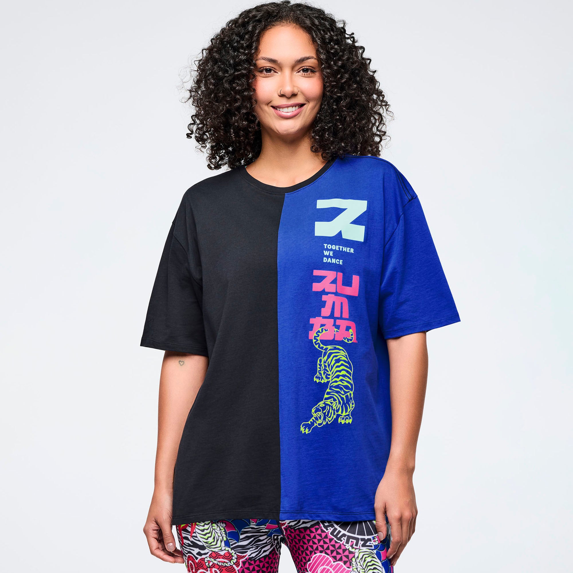 Eastern Flavor Men's Oversized Two-Tone Crew Neck Tee חולצת אוברסייז זומבה