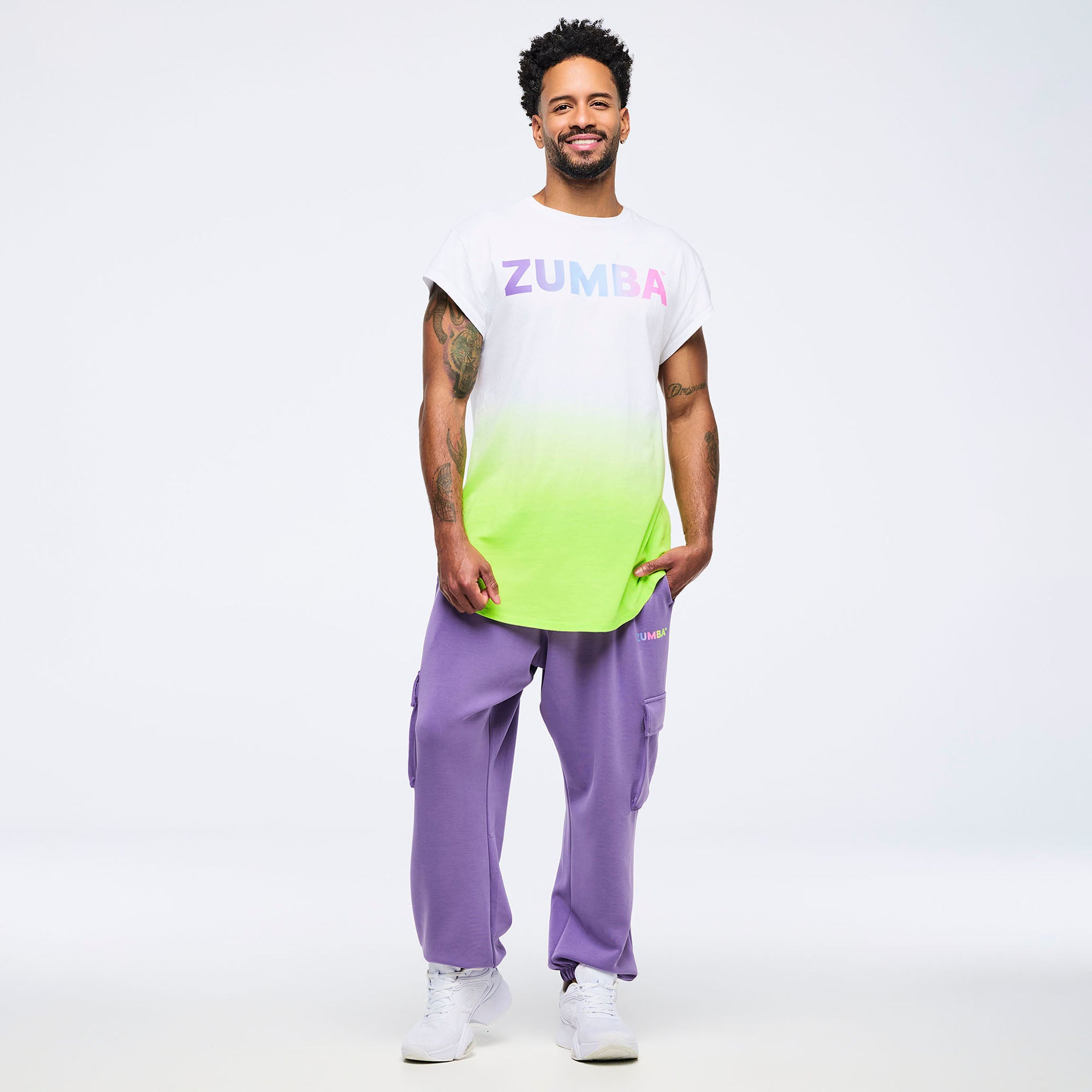 Pastel Men's Round Hem Tee חולצת זומבה ארוכה