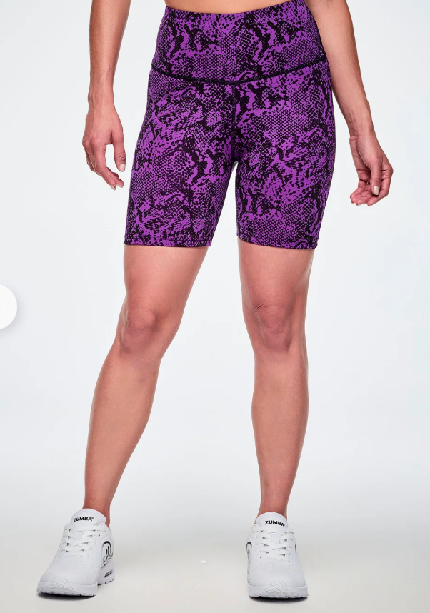 Rock ‘n’ Roll High Waisted Biker Shorts - Purple/Black