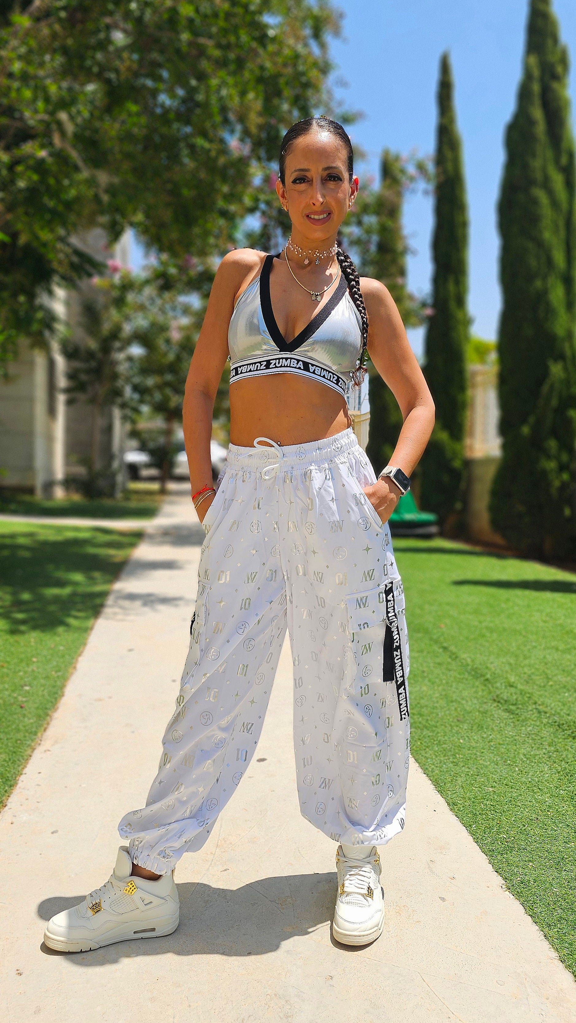 Dale-Z Parachute Cargo Pants - White/Silver