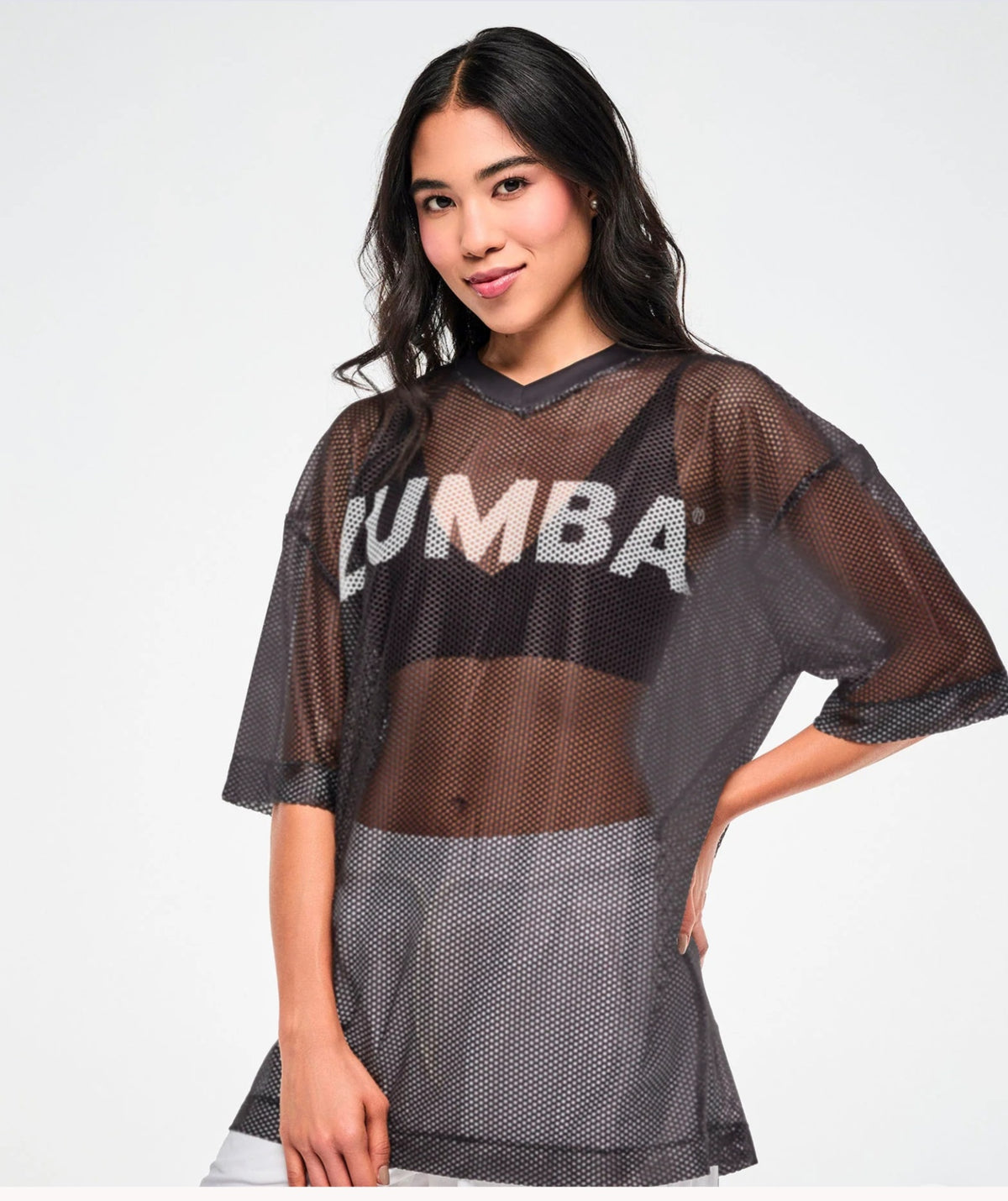 Zumba Basic Mesh Crew Neck Top black