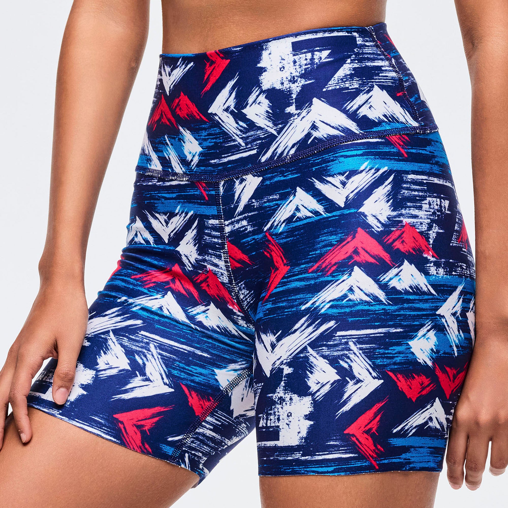 Apres Zumba High Waisted Biker Shorts - Blue/White טייץ בייקר זומבה