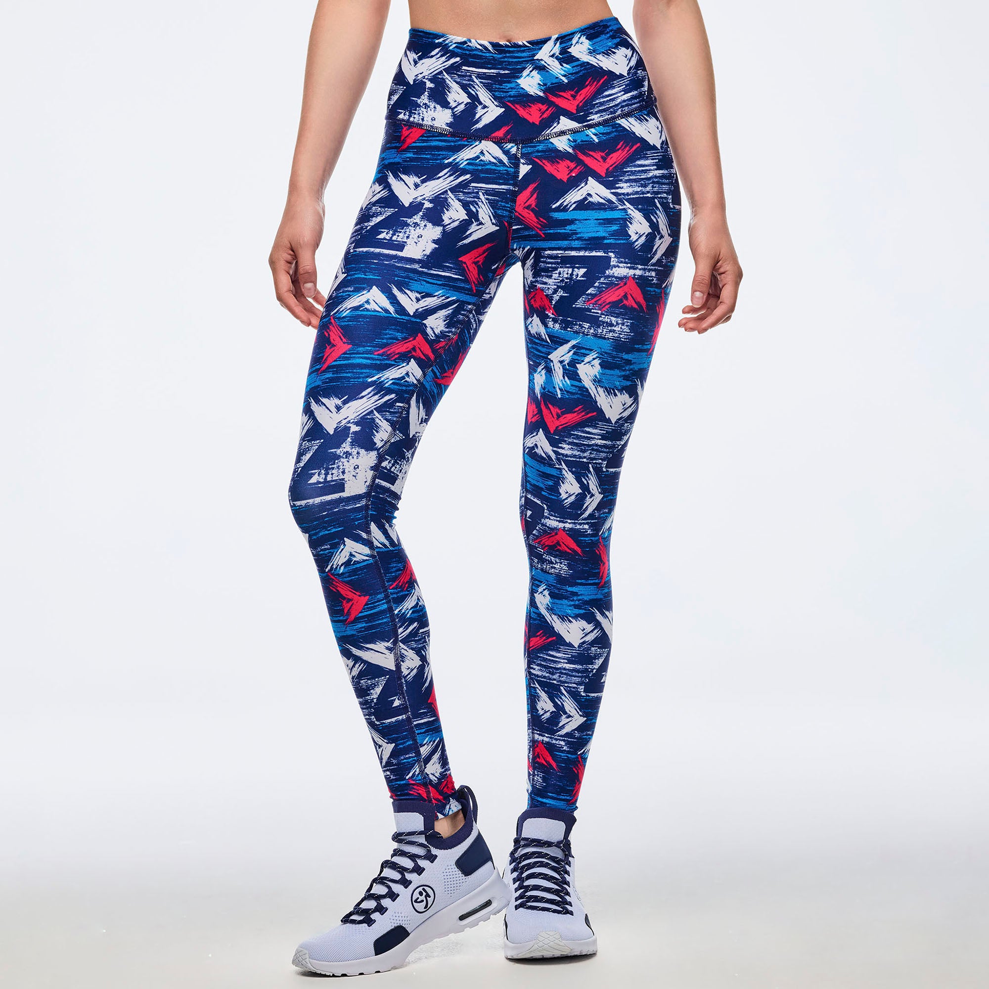 Apres Zumba High Waisted Ankle Leggings - Blue/White טייץ זומבה