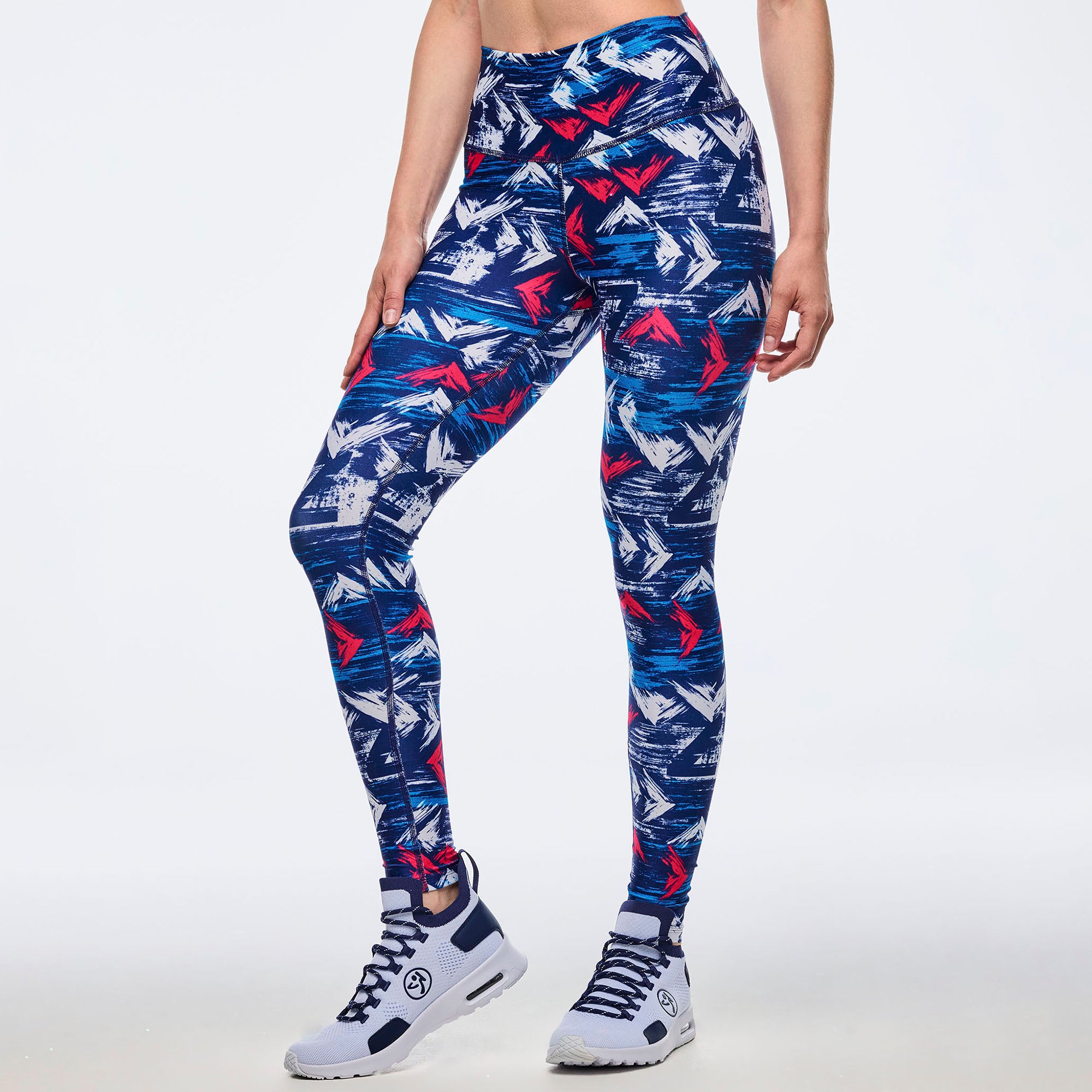Apres Zumba High Waisted Ankle Leggings - Blue/White טייץ זומבה