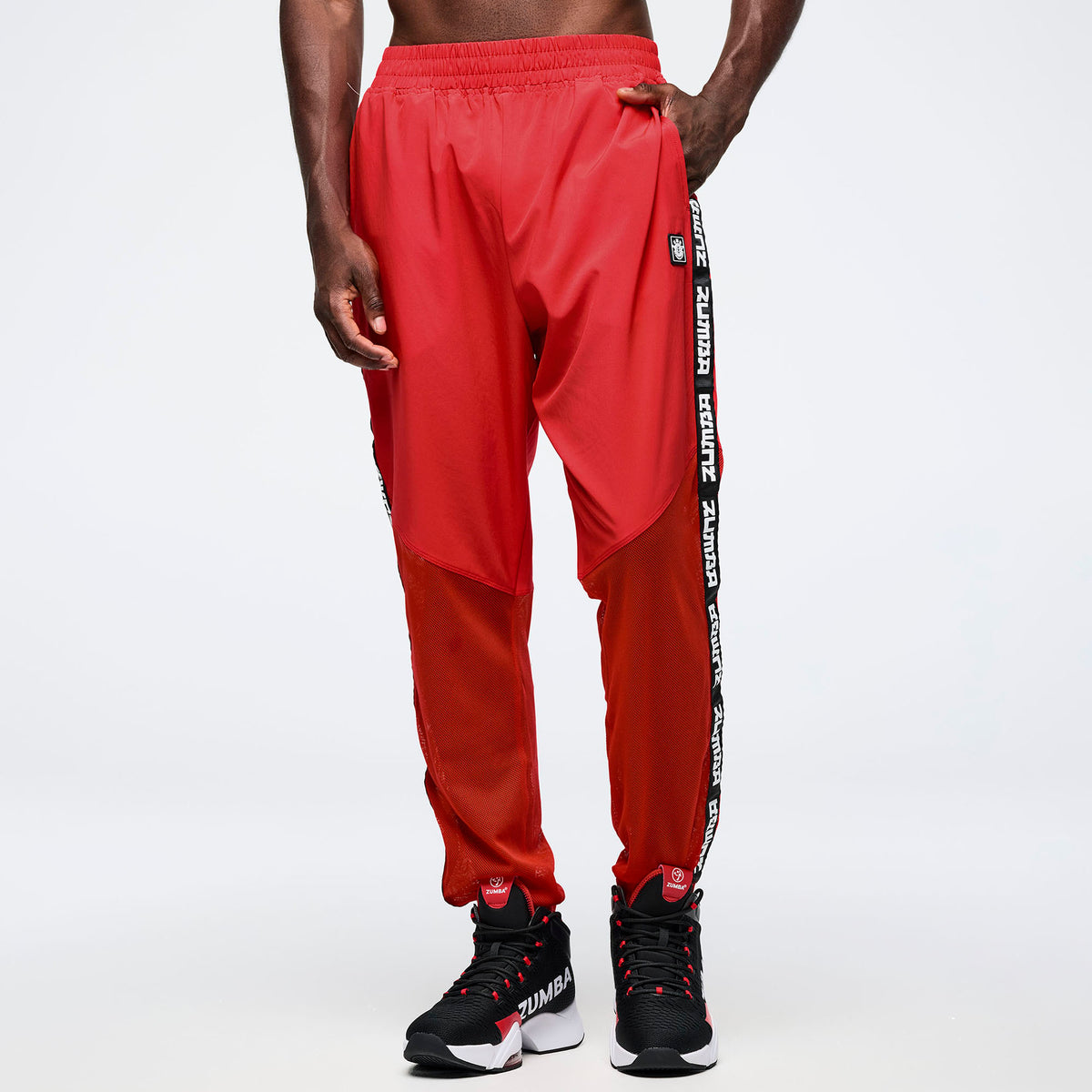 Eastern Flavor High Waisted Woven Track Pants With Mesh- מכנס זומבה