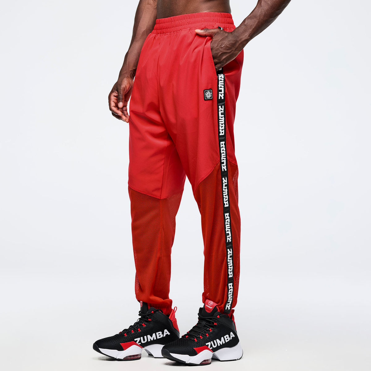 Eastern Flavor High Waisted Woven Track Pants With Mesh- מכנס זומבה