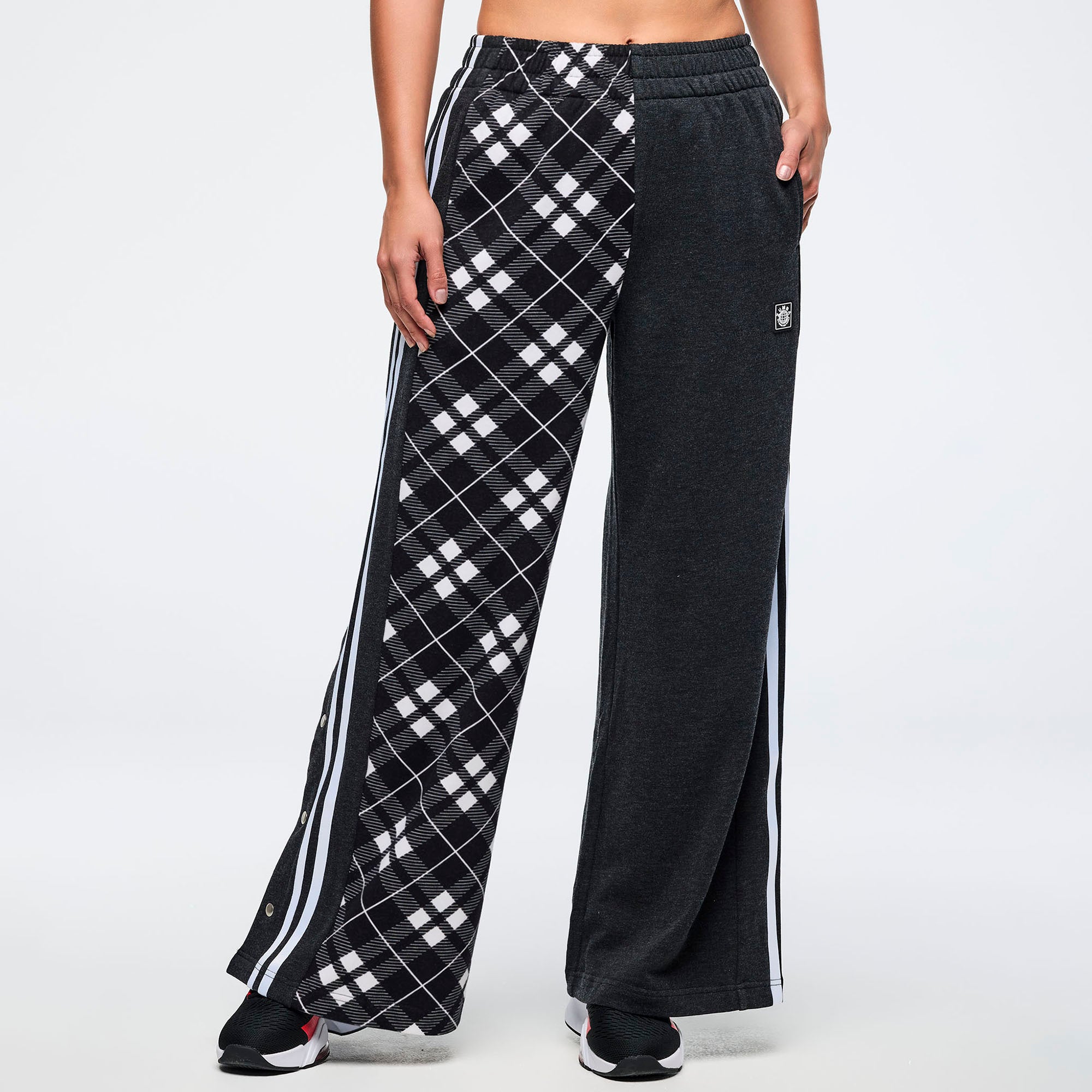 Eastern Flavor Wide Leg Pants With Wide Side Snap Placket מכנס זומבה