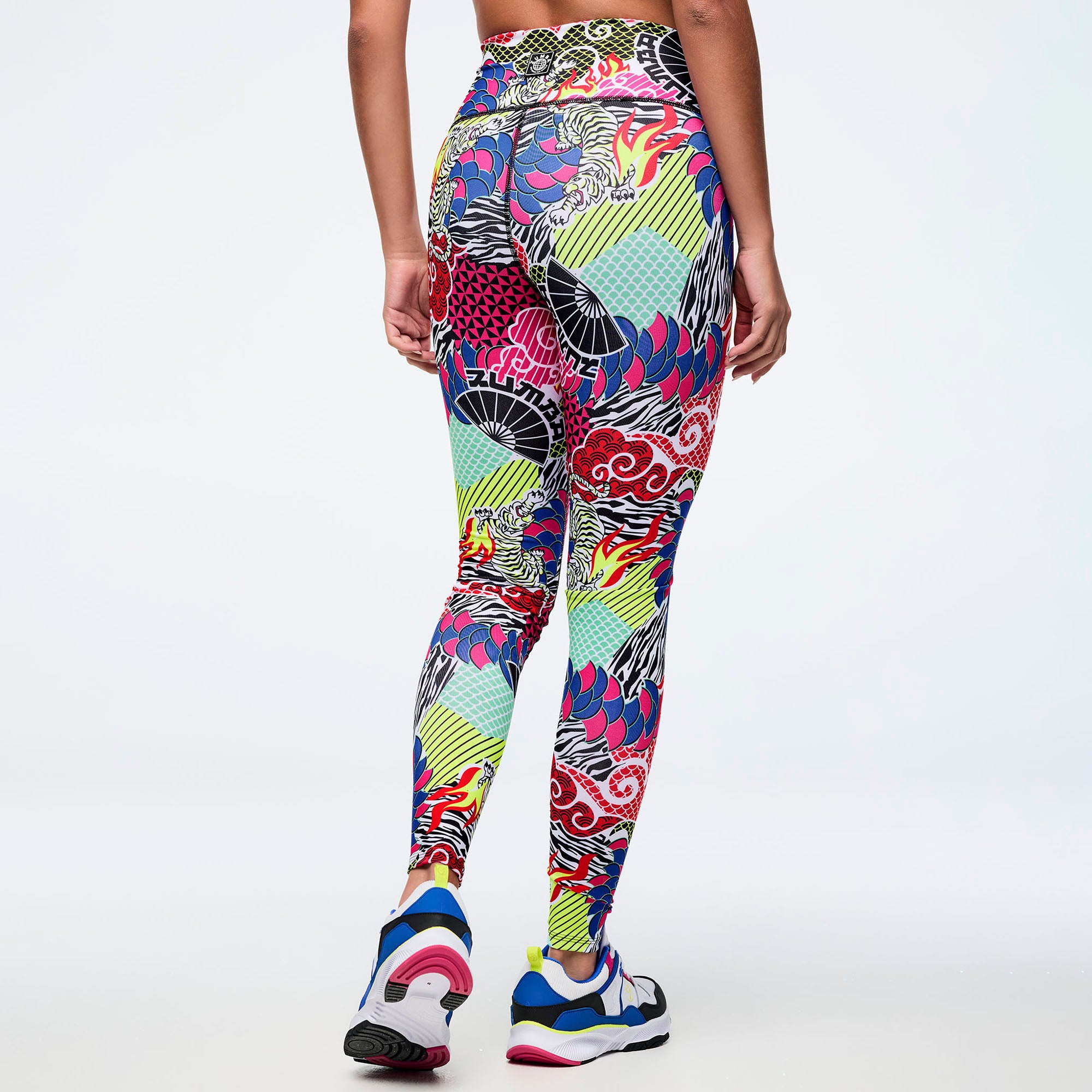 Eastern Flavor High Waisted Ankle Legging - Pink/Yellow טייץ זומבה
