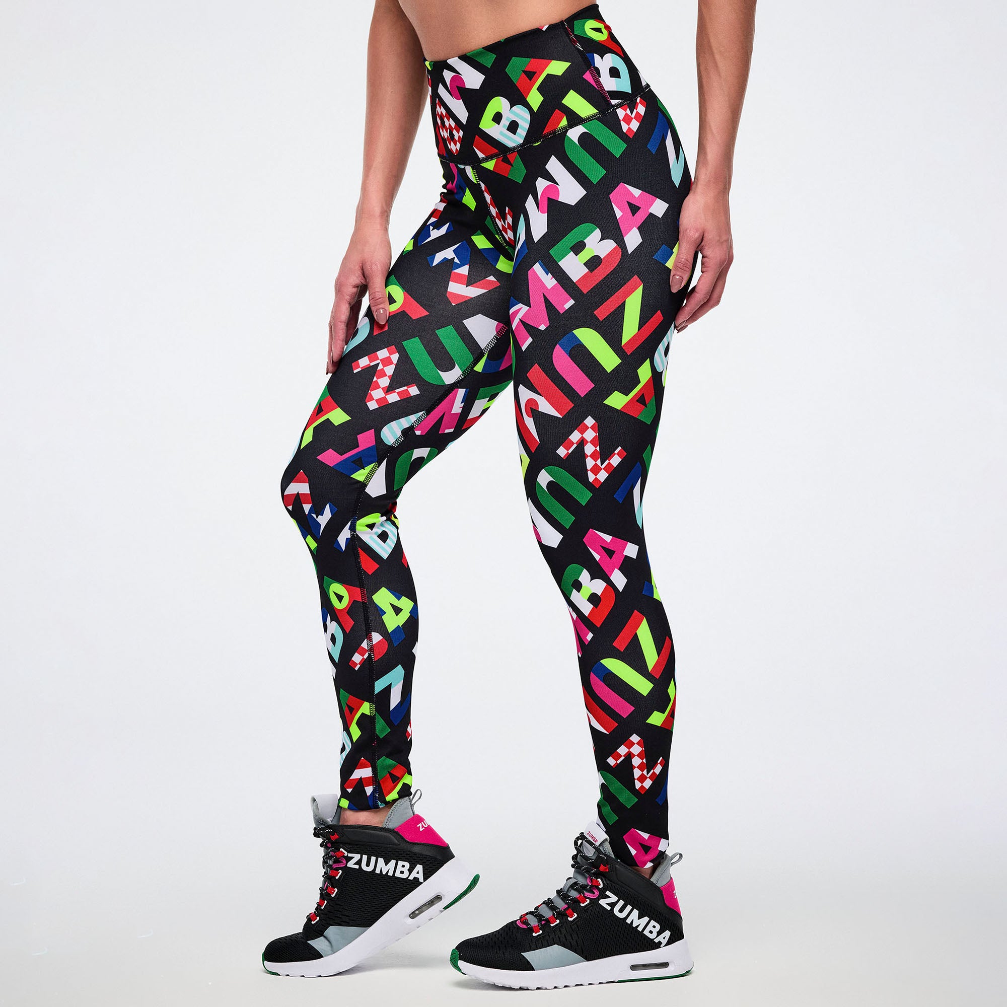 Worldwide Z-Lift High Waisted Ankle Leggings - Black/Red טייץ זומבה