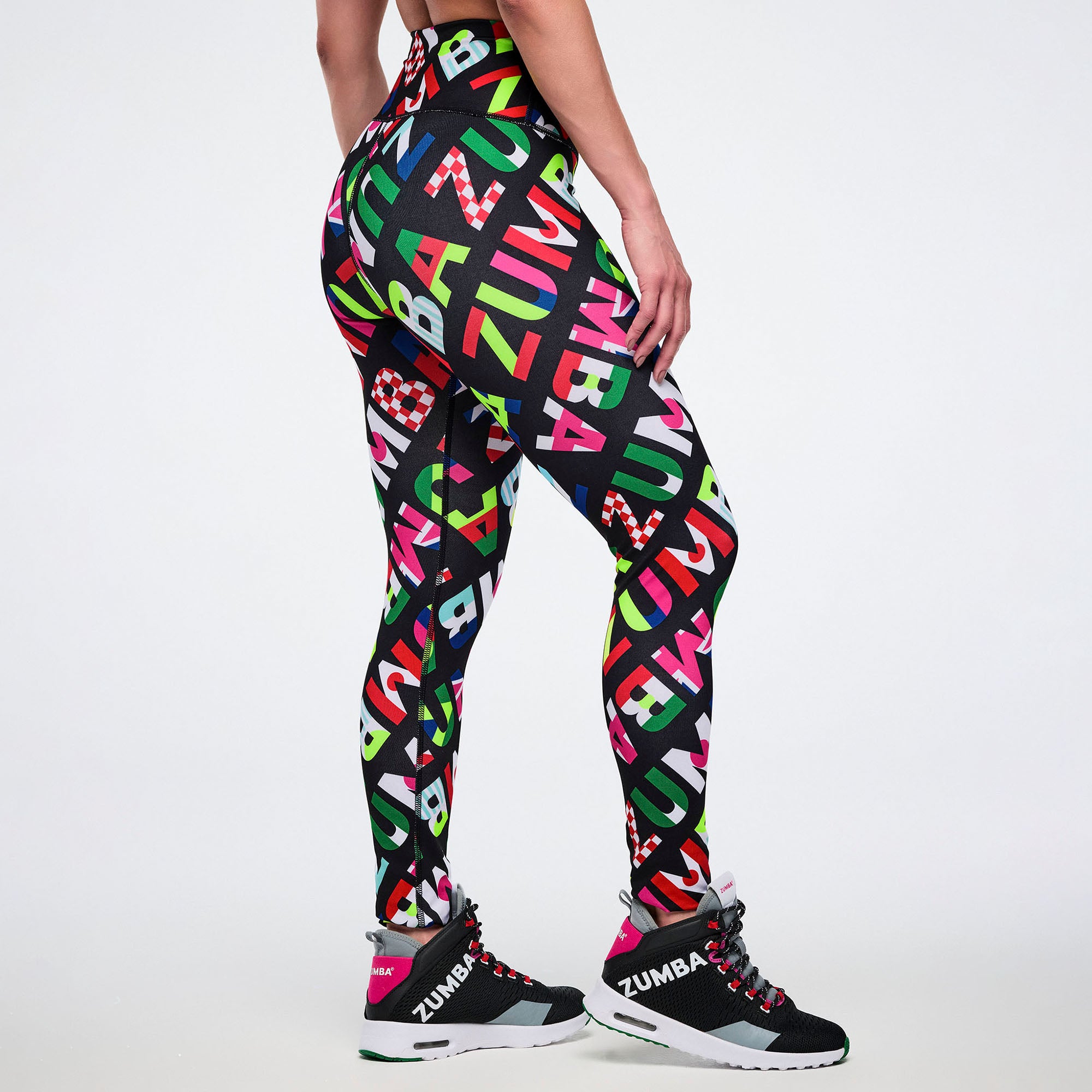 Worldwide Z-Lift High Waisted Ankle Leggings - Black/Red טייץ זומבה