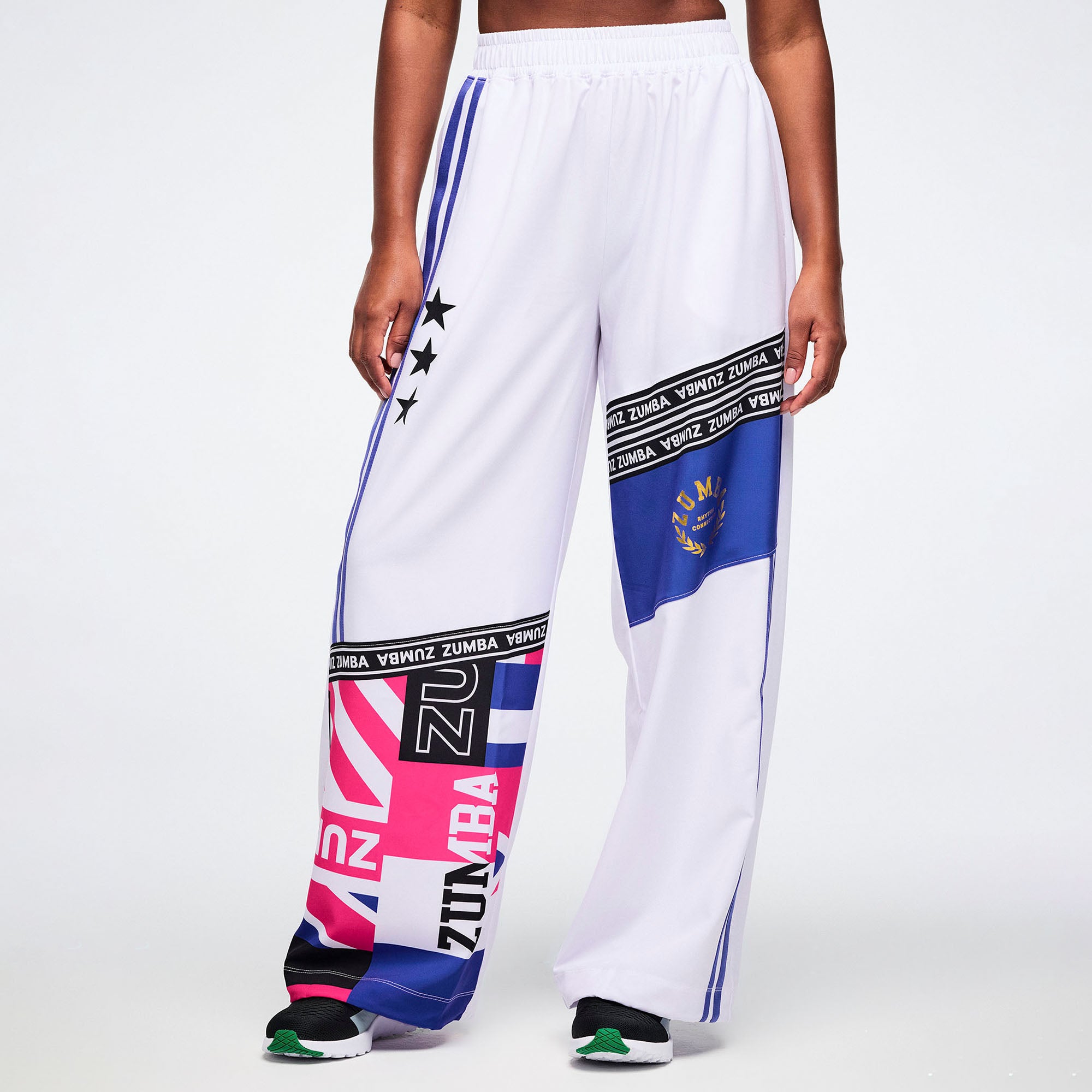 Worldwide High Waisted Wide Leg Track Pants מכנס זומבה