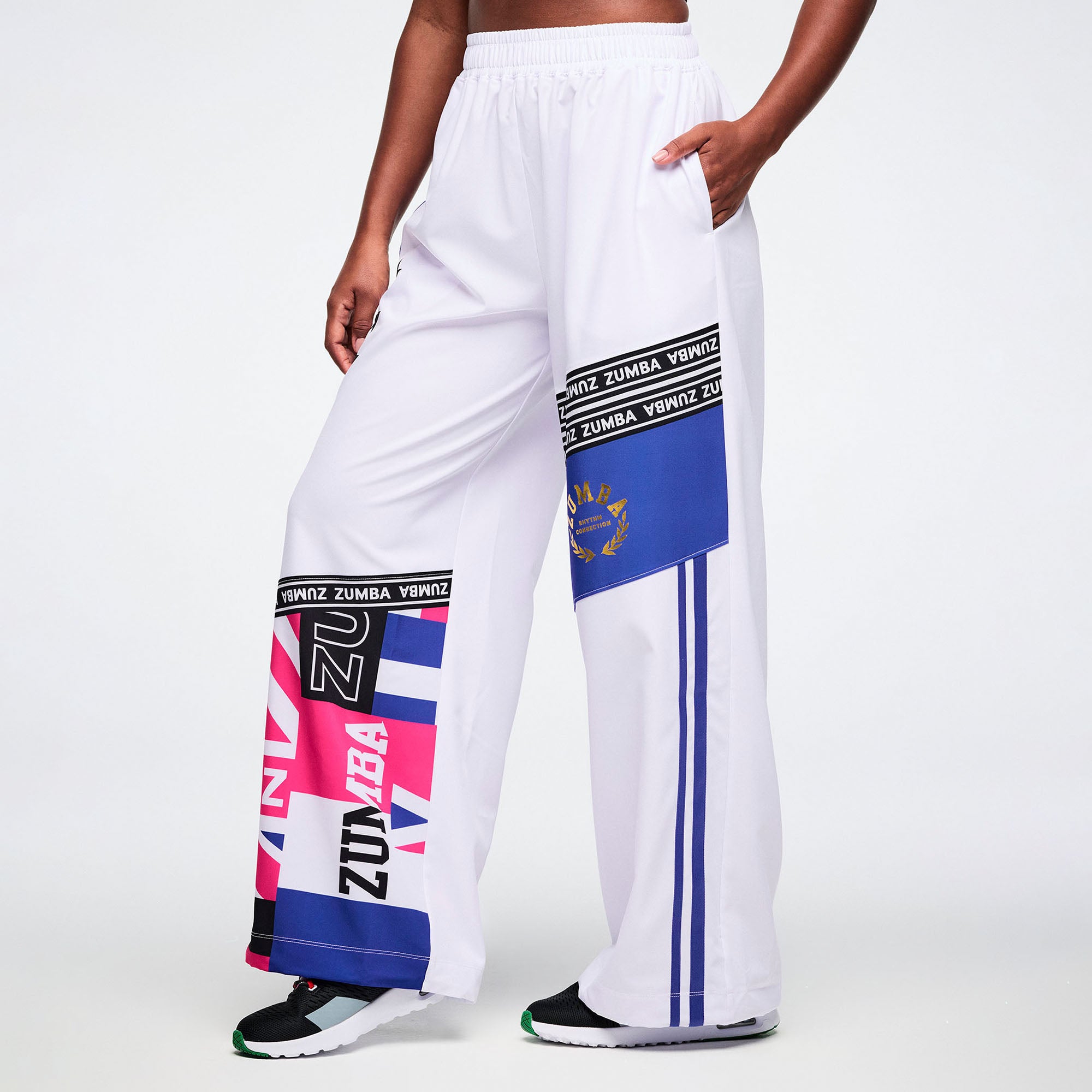 Worldwide High Waisted Wide Leg Track Pants מכנס זומבה