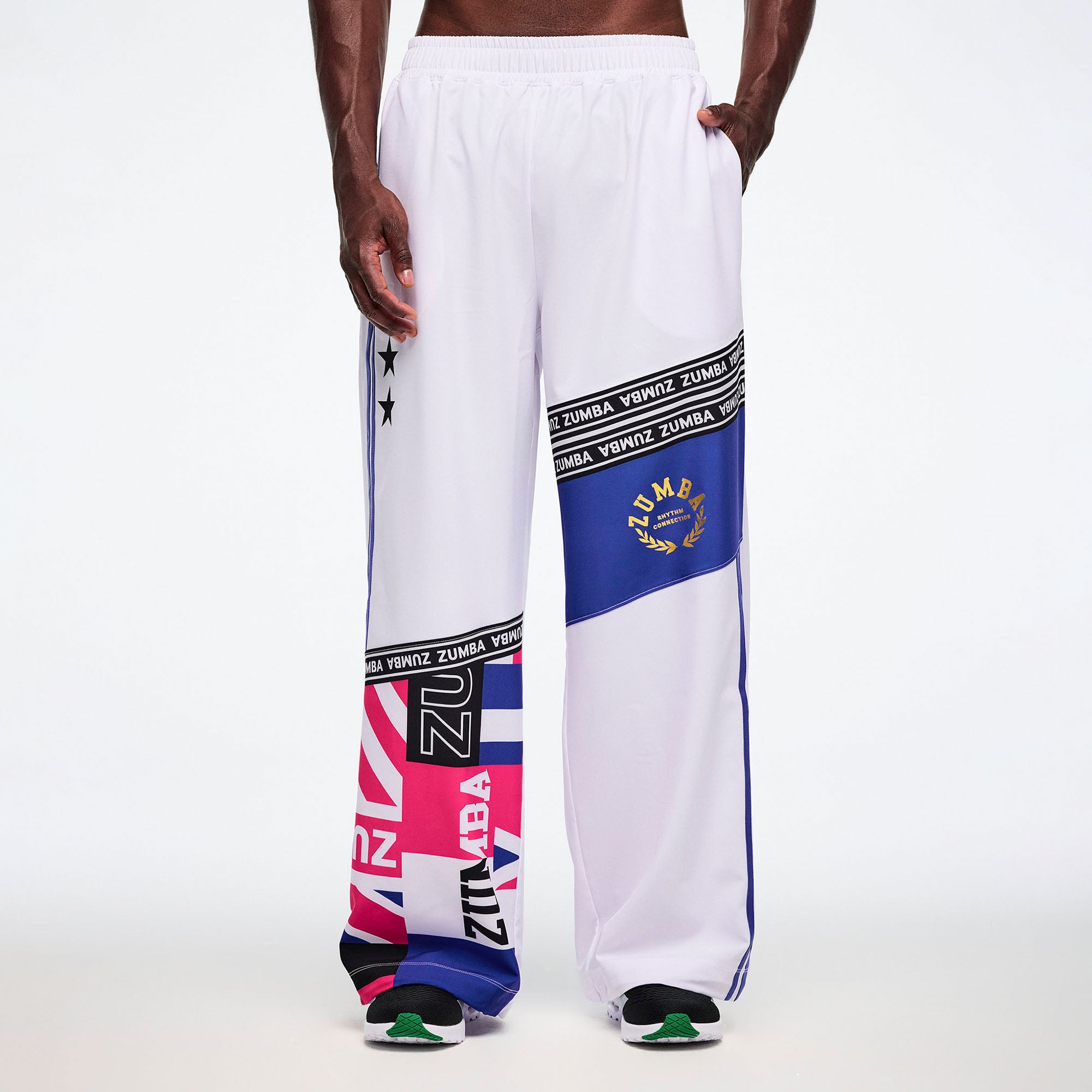 Worldwide High Waisted Wide Leg Track Pants מכנס זומבה