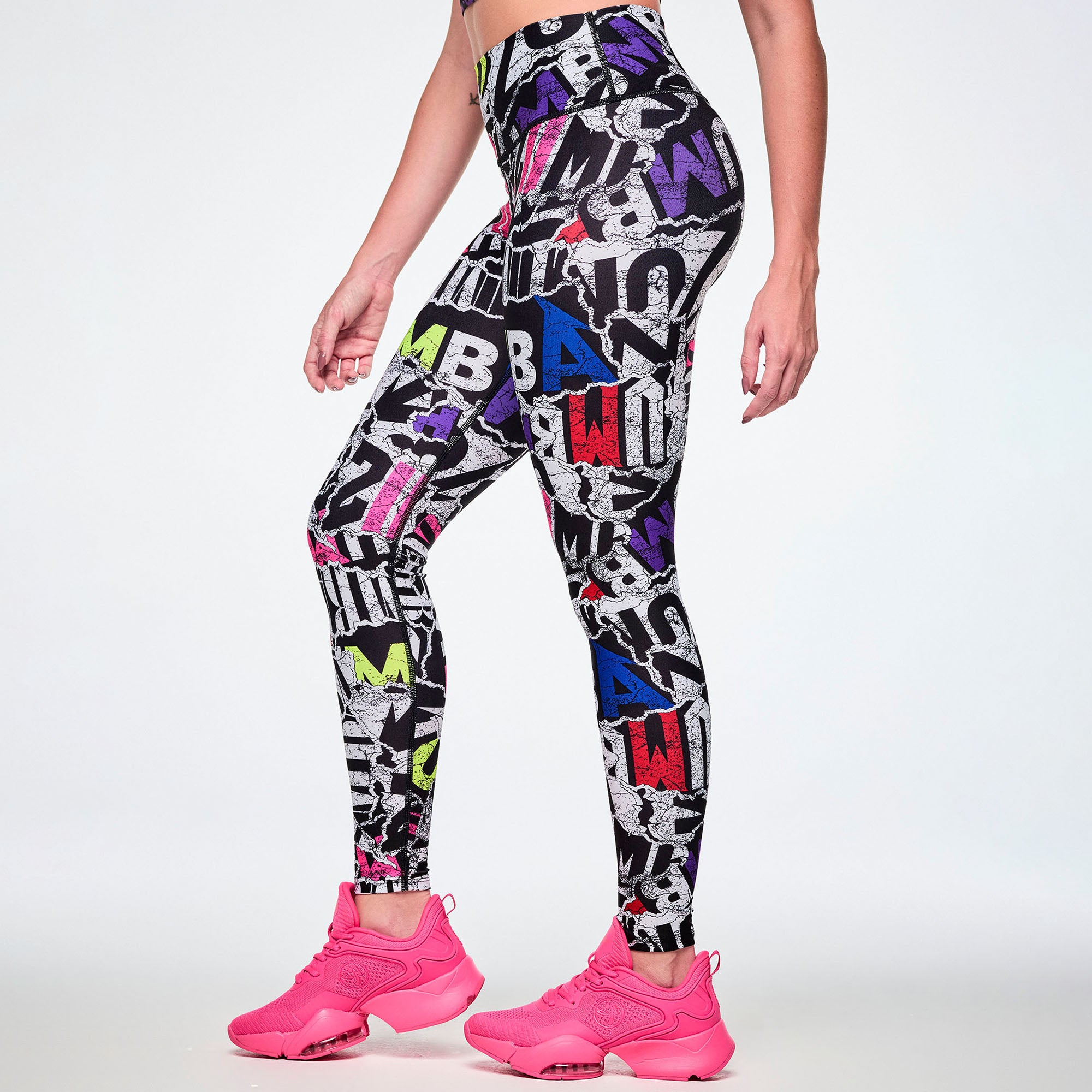 Rock ‘n’ Roll High Waisted Ankle Legging - Black/White