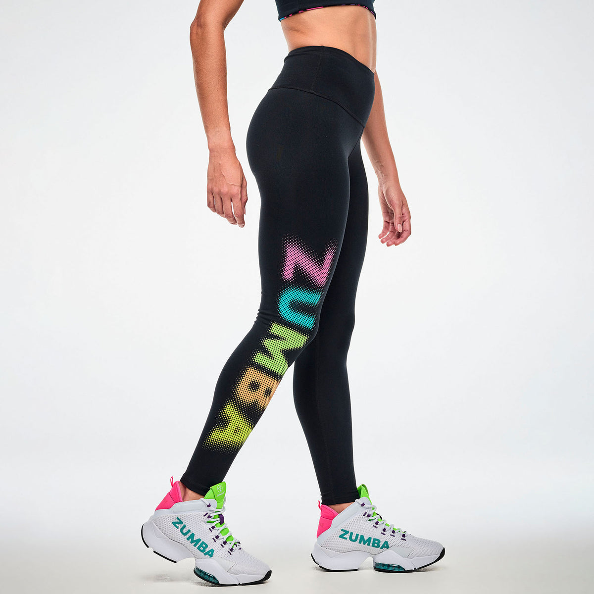 Electric Feel High Waisted Ankle Leggings - Bold Black
