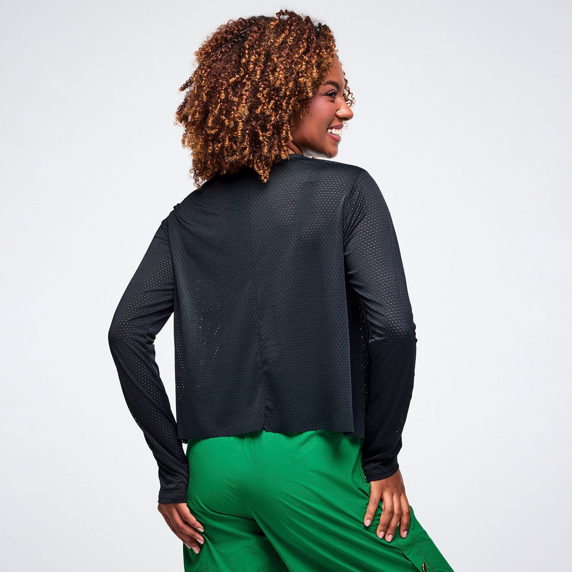 Worldwide Long Sleeve Loose Mesh Top גופיית זומבה