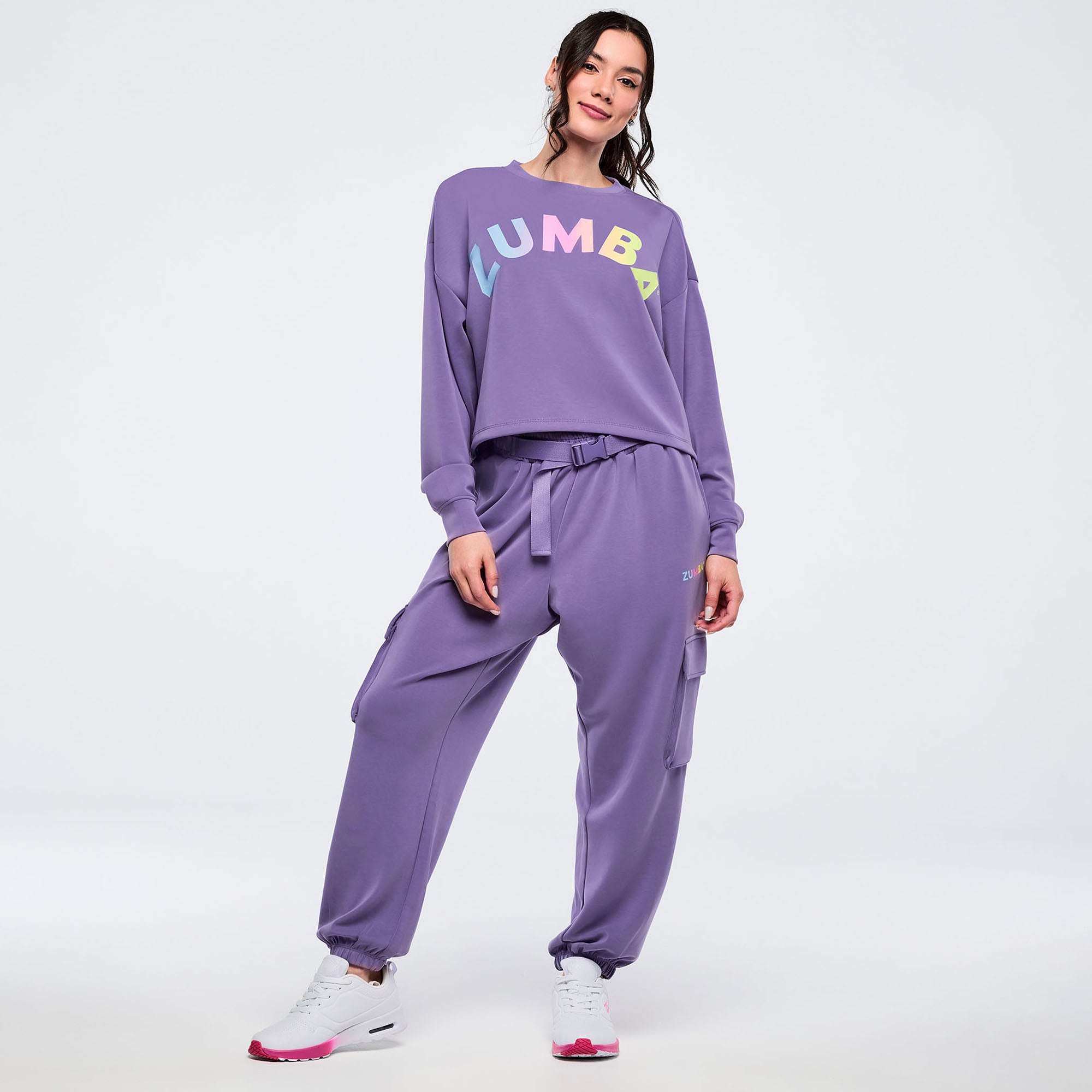 Pastel Modal Long Sleeve Oversized Crop Top עליונית זומבה