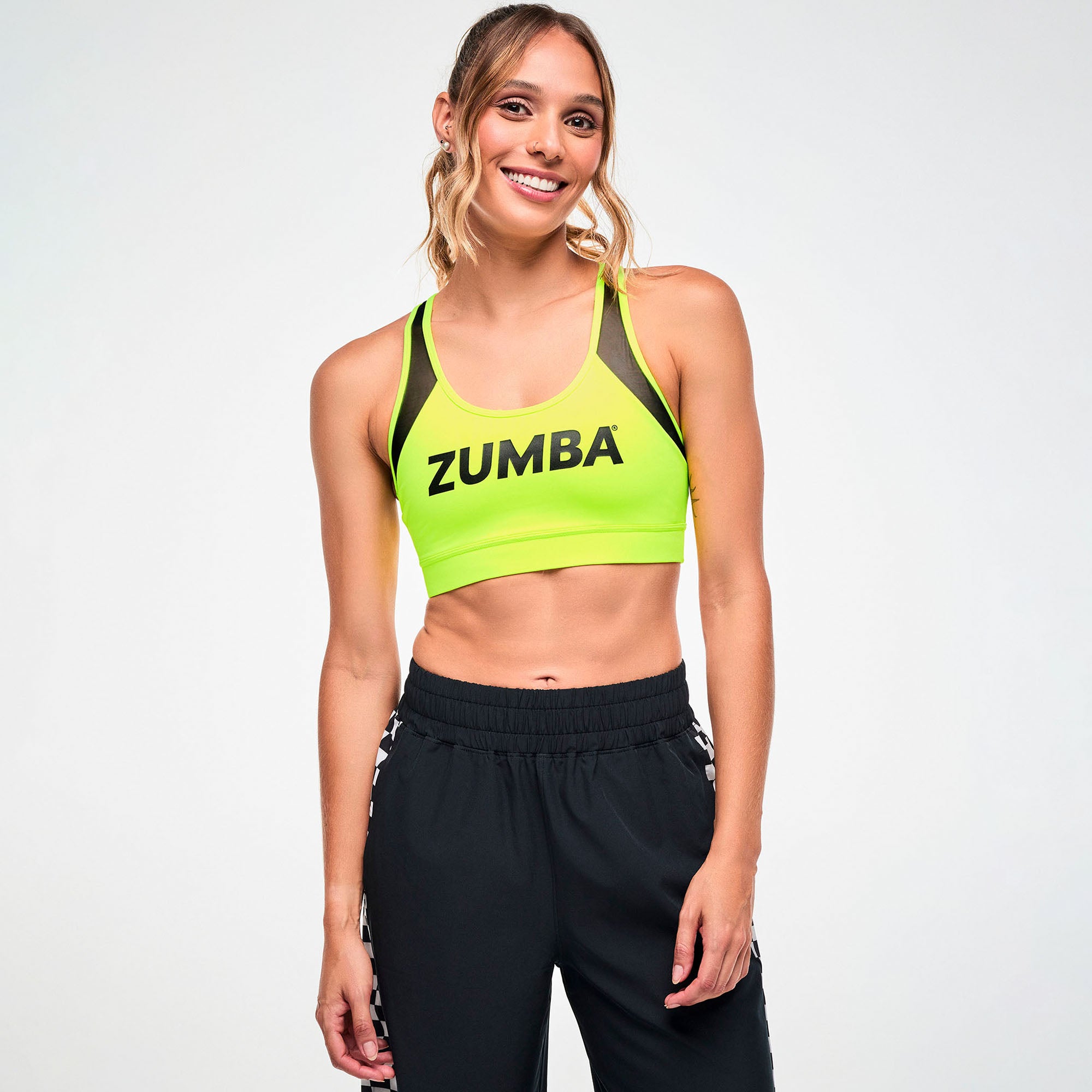 Electric Feel Racerback Scoop Bra With Mesh