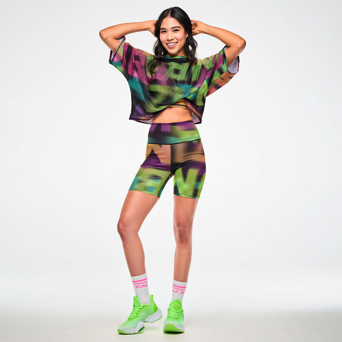 Electric Feel Mesh Dolman Crop Top