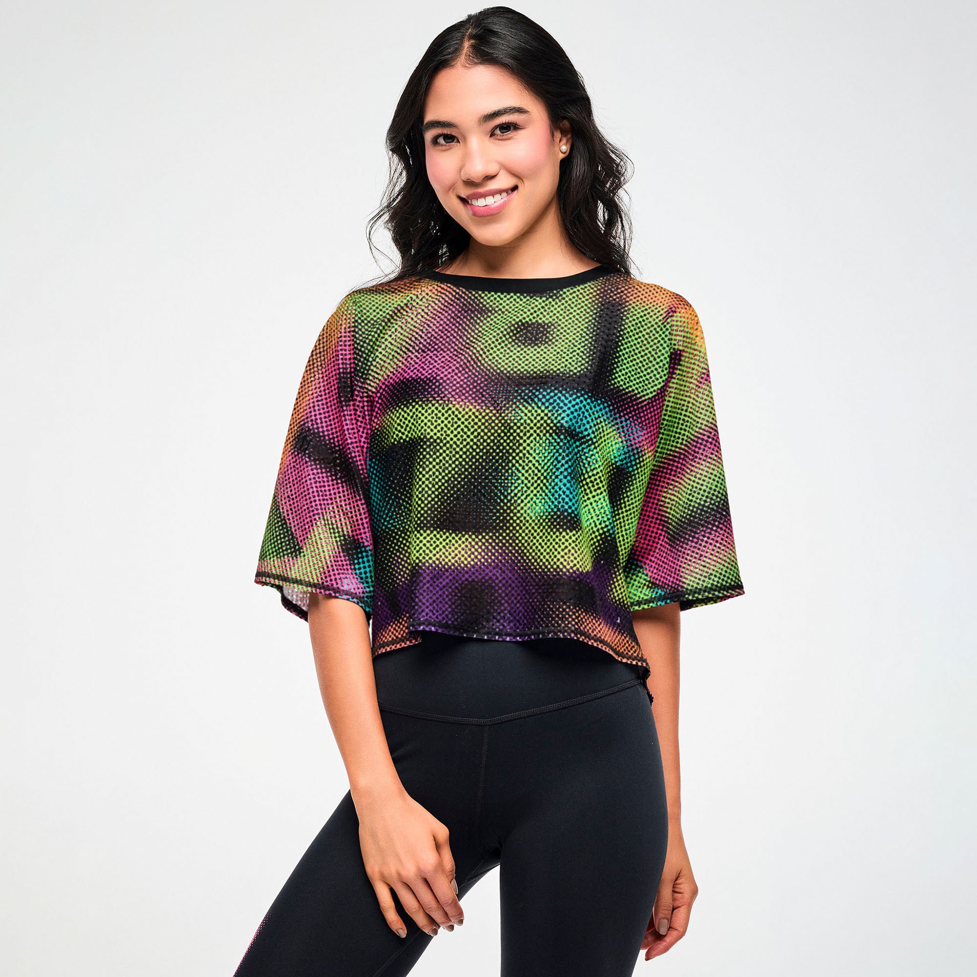 Electric Feel Mesh Dolman Crop Top